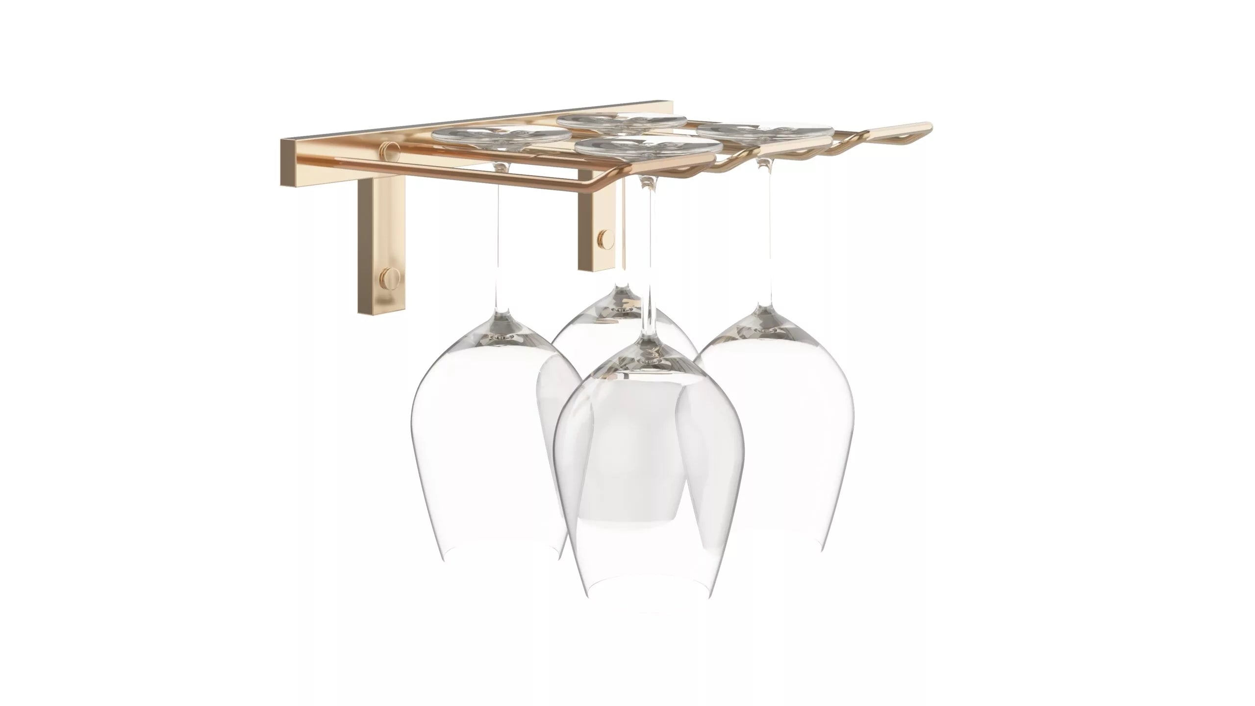 VintageView W Series Stemware Rack (metal wall mounted wine glass storage) Golden Bronze 4 Wine Glasses Double Deep