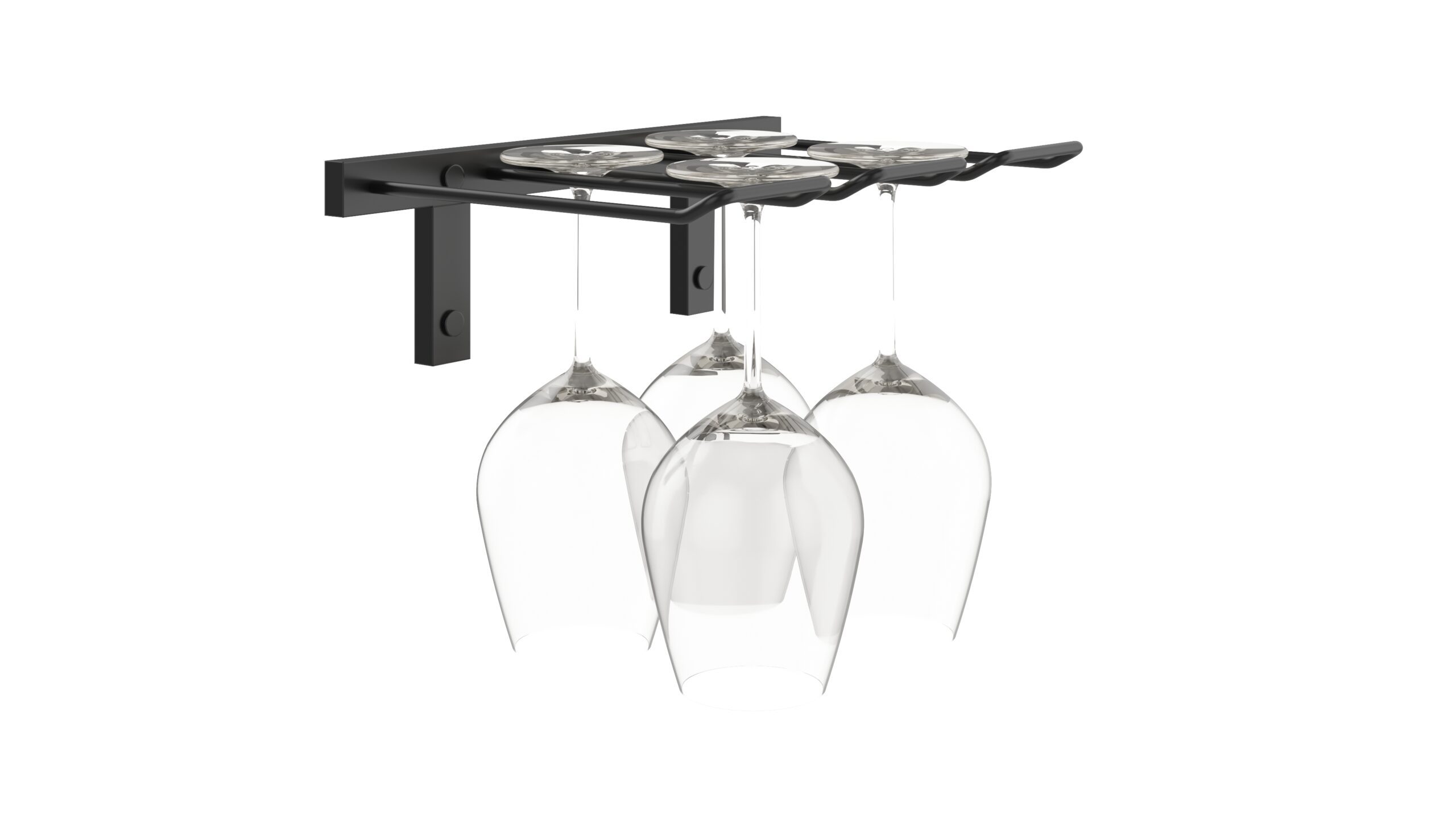 VintageView W Series Stemware Rack (metal wall mounted wine glass storage) Matte Black 4 Wine Glasses Double Deep