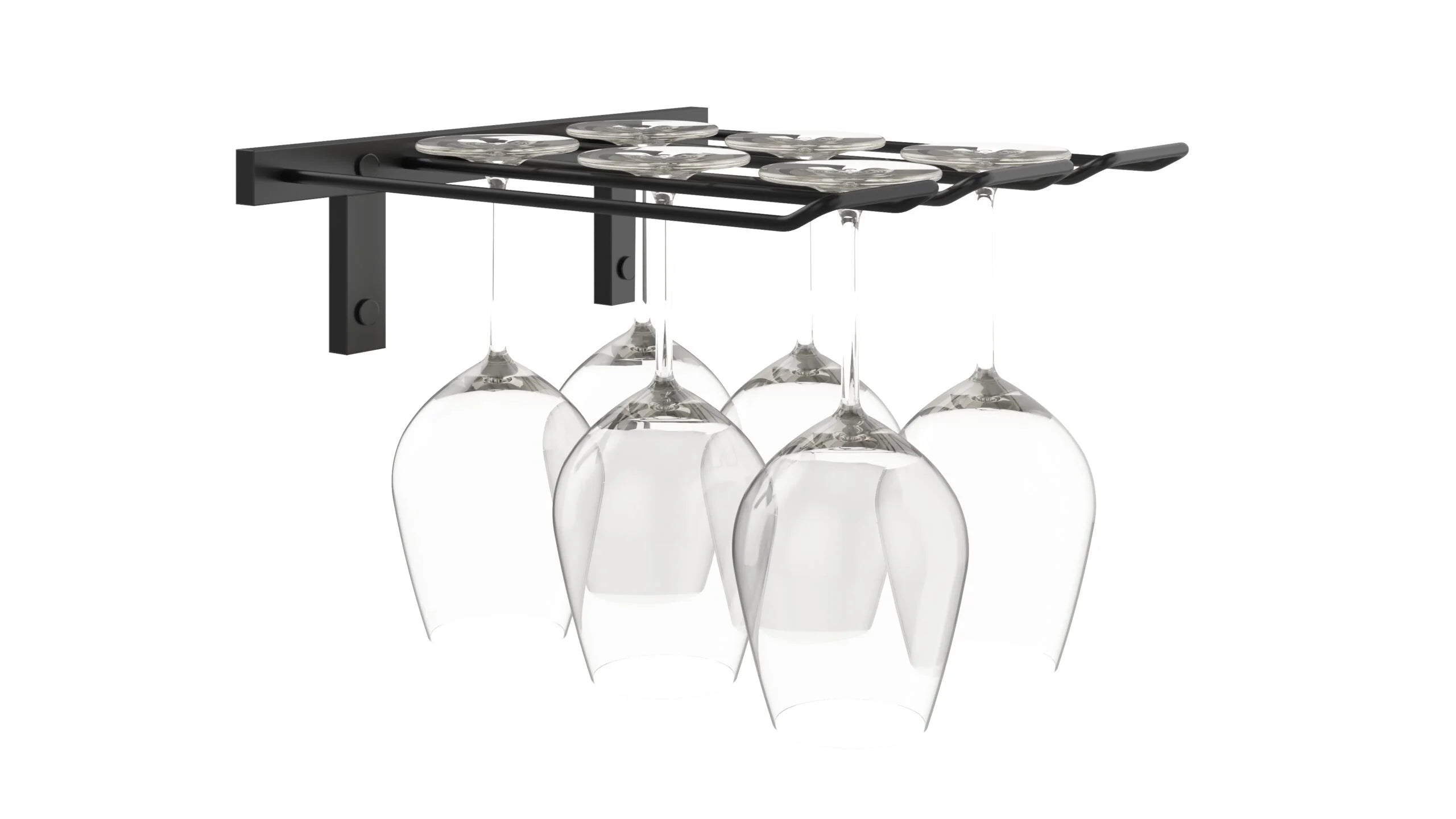 VintageView W Series Stemware Rack (metal wall mounted wine glass storage) Matte Black 6 Wine Glasses Triple Deep