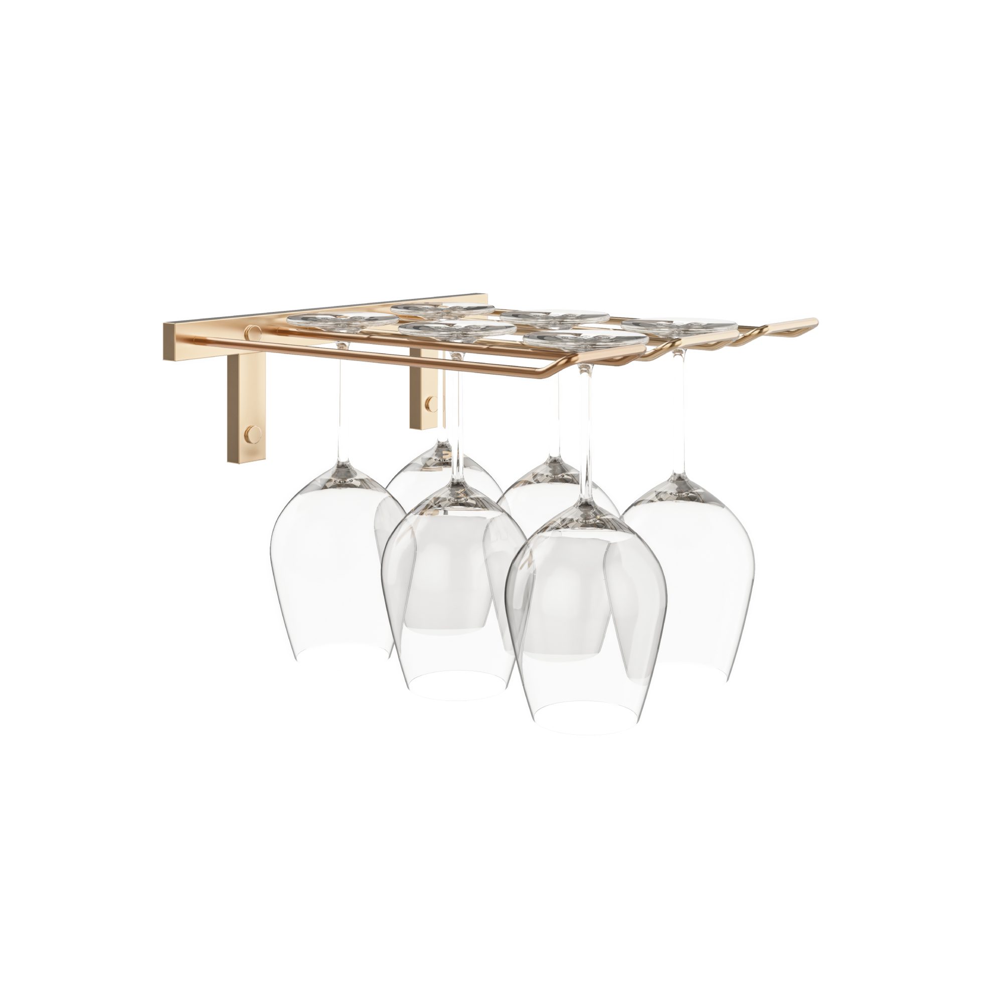 VintageView W Series Stemware Rack (metal wall mounted wine glass storage) Golden Bronze 6 Wine Glasses Triple Deep