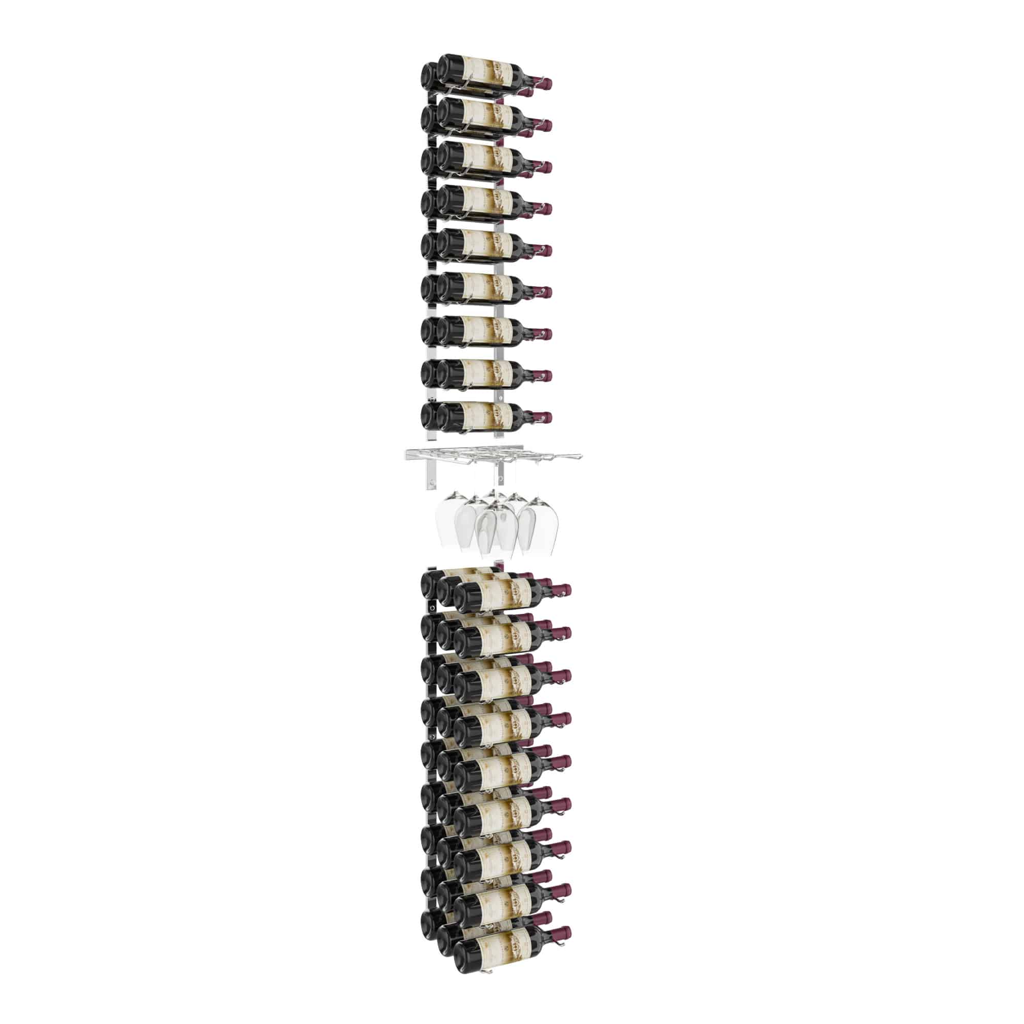 VintageView W Series Glass and Bottle Kit (wall mounted metal wine and glass storage) Chrome Luxe