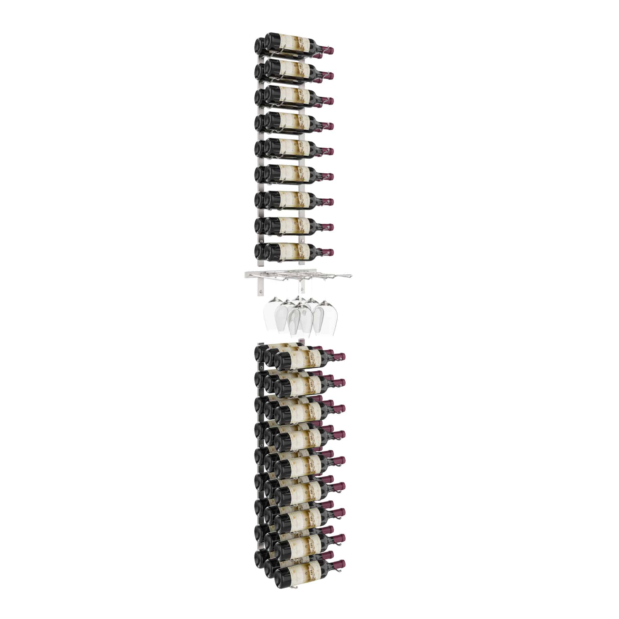 VintageView W Series Glass and Bottle Kit (wall mounted metal wine and glass storage) Brushed Nickel