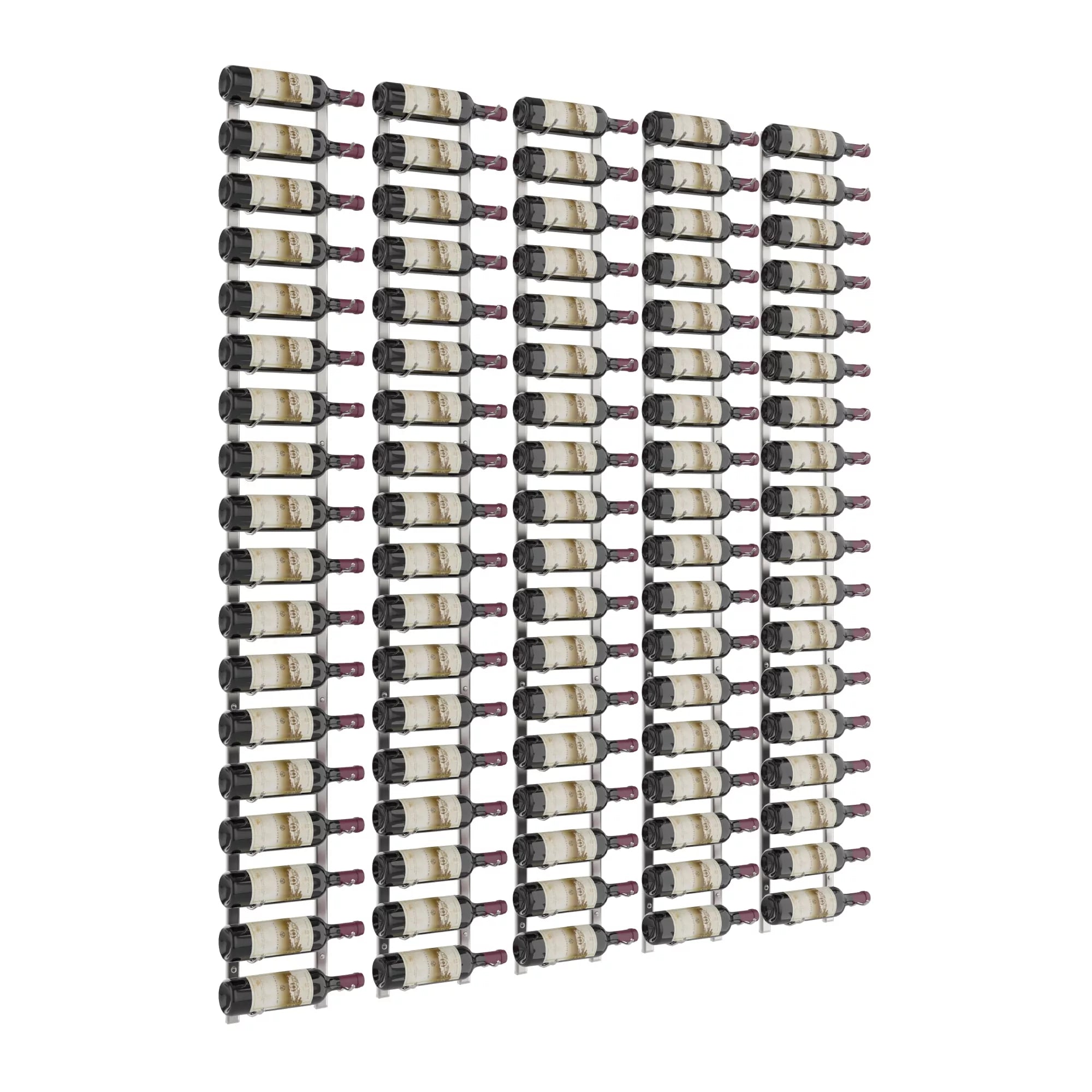 VintageView W Series Feature Wall 6 (wall mounted metal wine rack kit) Brushed Nickel 90 Bottles