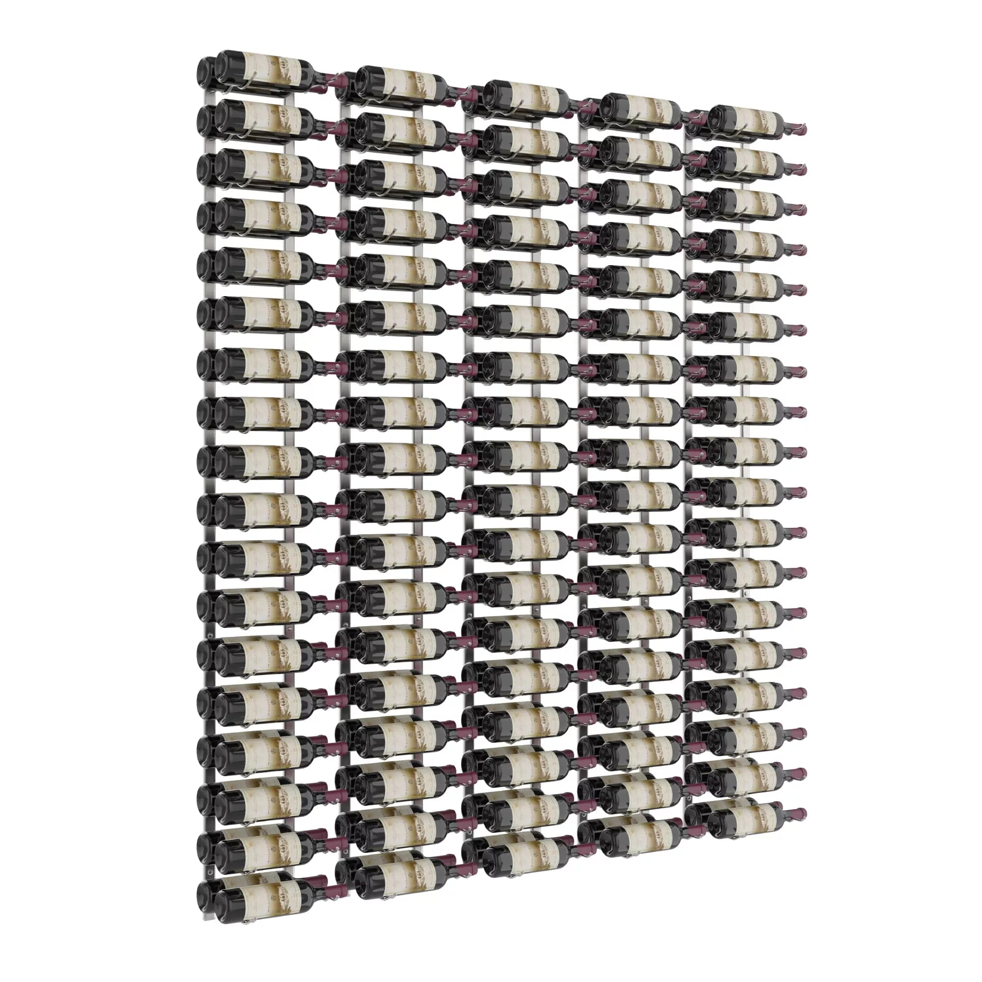 VintageView W Series Feature Wall 6 (wall mounted metal wine rack kit) Brushed Nickel 180 Bottles