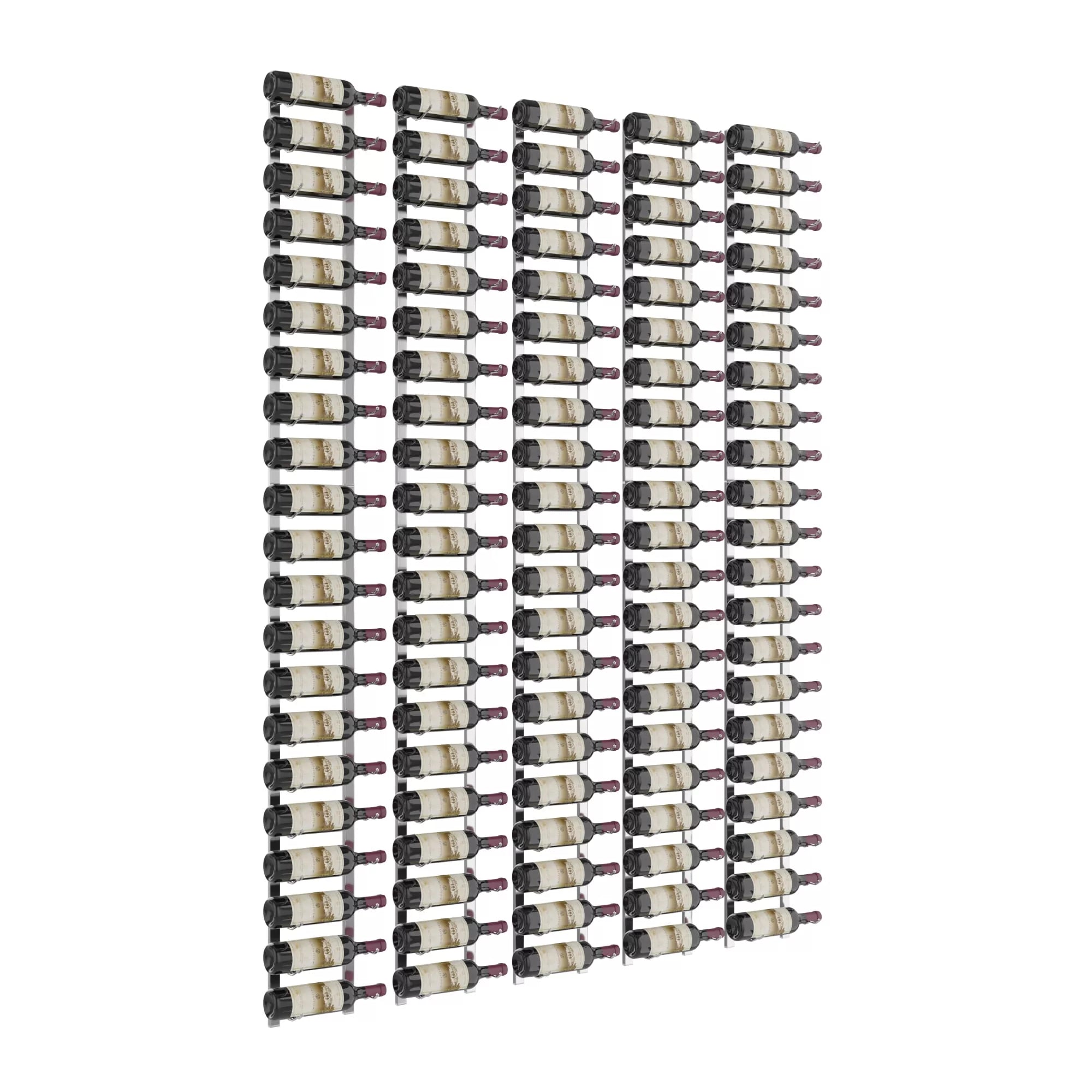VintageView W Series Feature Wall 7 (wall mounted metal wine rack kit) Chrome Luxe 105 Bottles