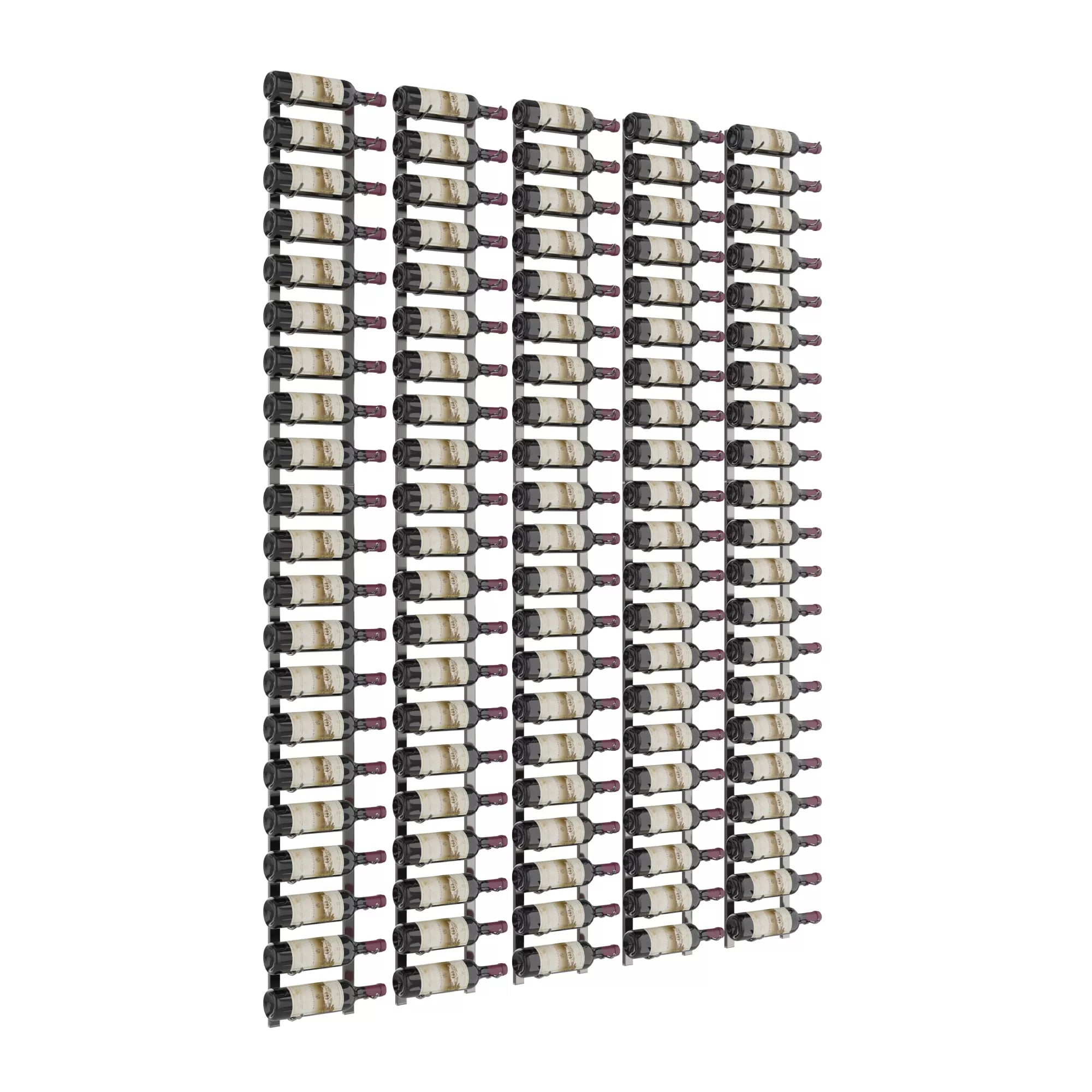 VintageView W Series Feature Wall 7 (wall mounted metal wine rack kit) Gun Metal 105 Bottles