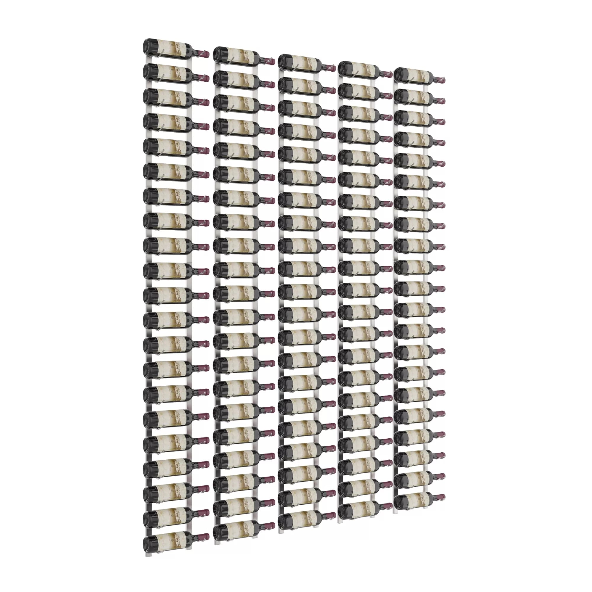 VintageView W Series Feature Wall 7 (wall mounted metal wine rack kit) Brushed Nickel 105 Bottles