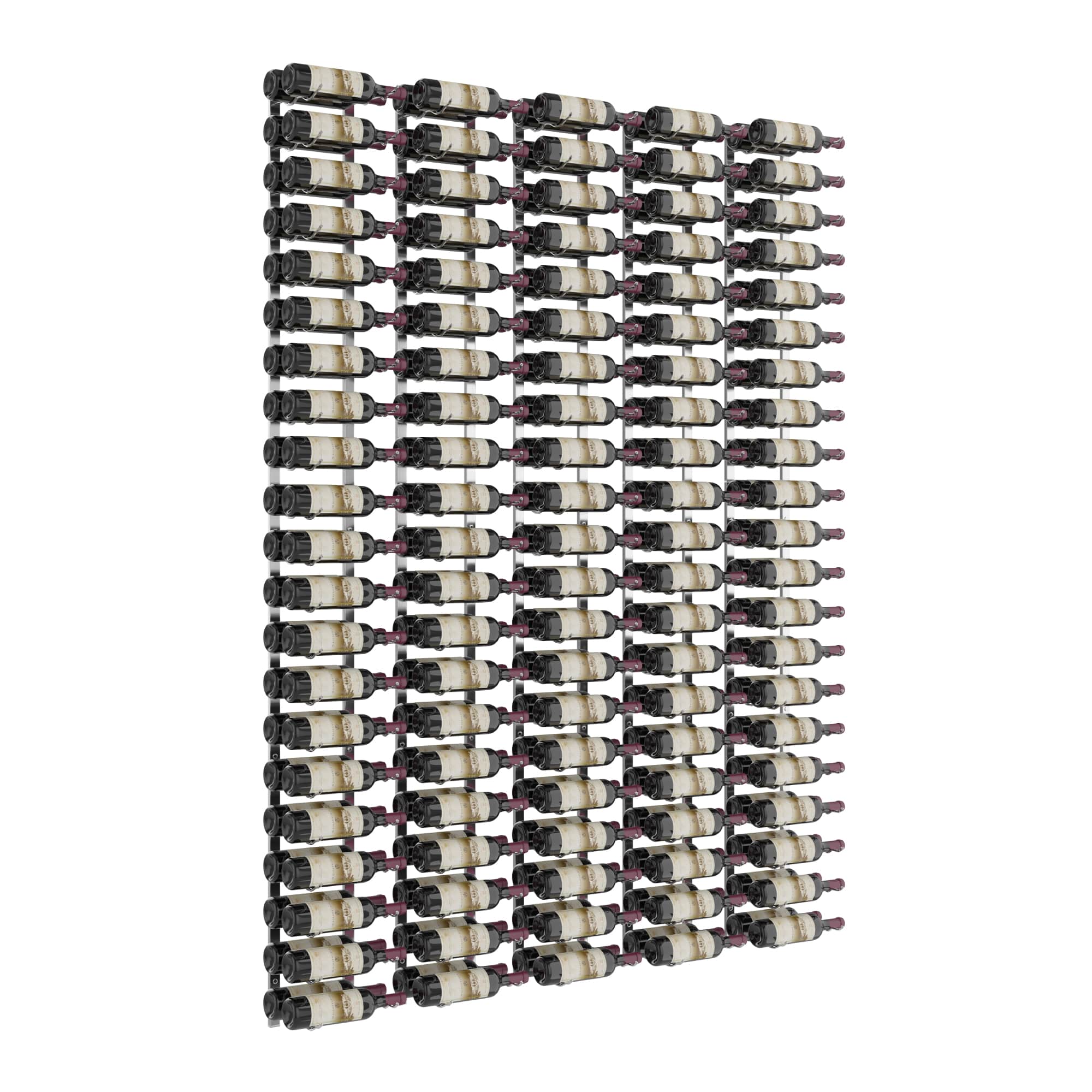 VintageView W Series Feature Wall 7 (wall mounted metal wine rack kit) Chrome Luxe 210 Bottles