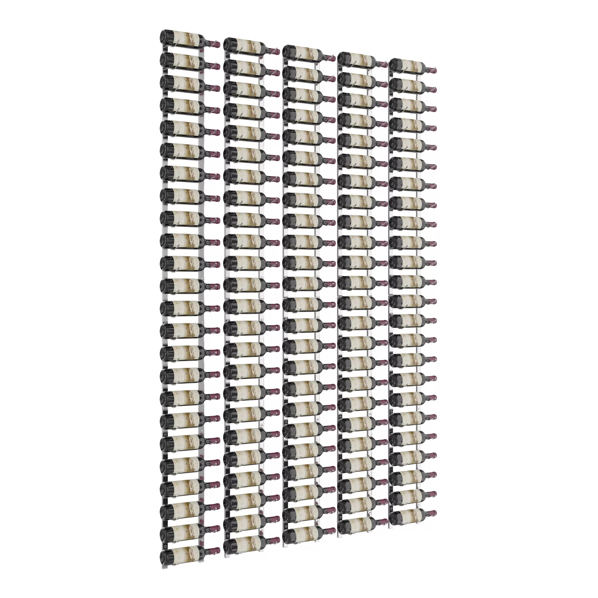 VintageView W Series Feature Wall 8 (wall mounted metal wine rack kit) Chrome Luxe 120 Bottles