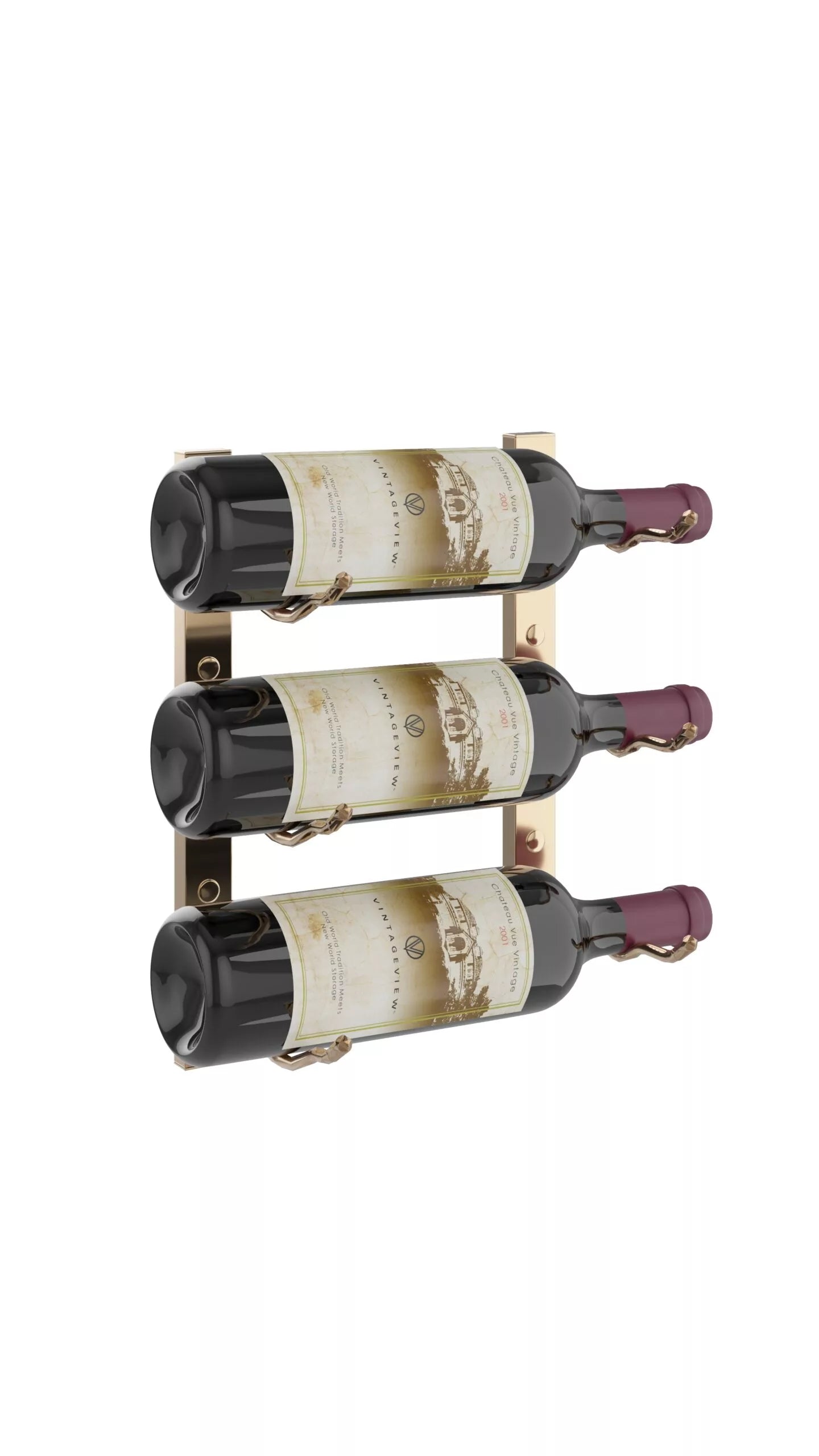 VintageView W Series Wine Rack 1 (wall mounted metal bottle storage) Golden Bronze Luxe