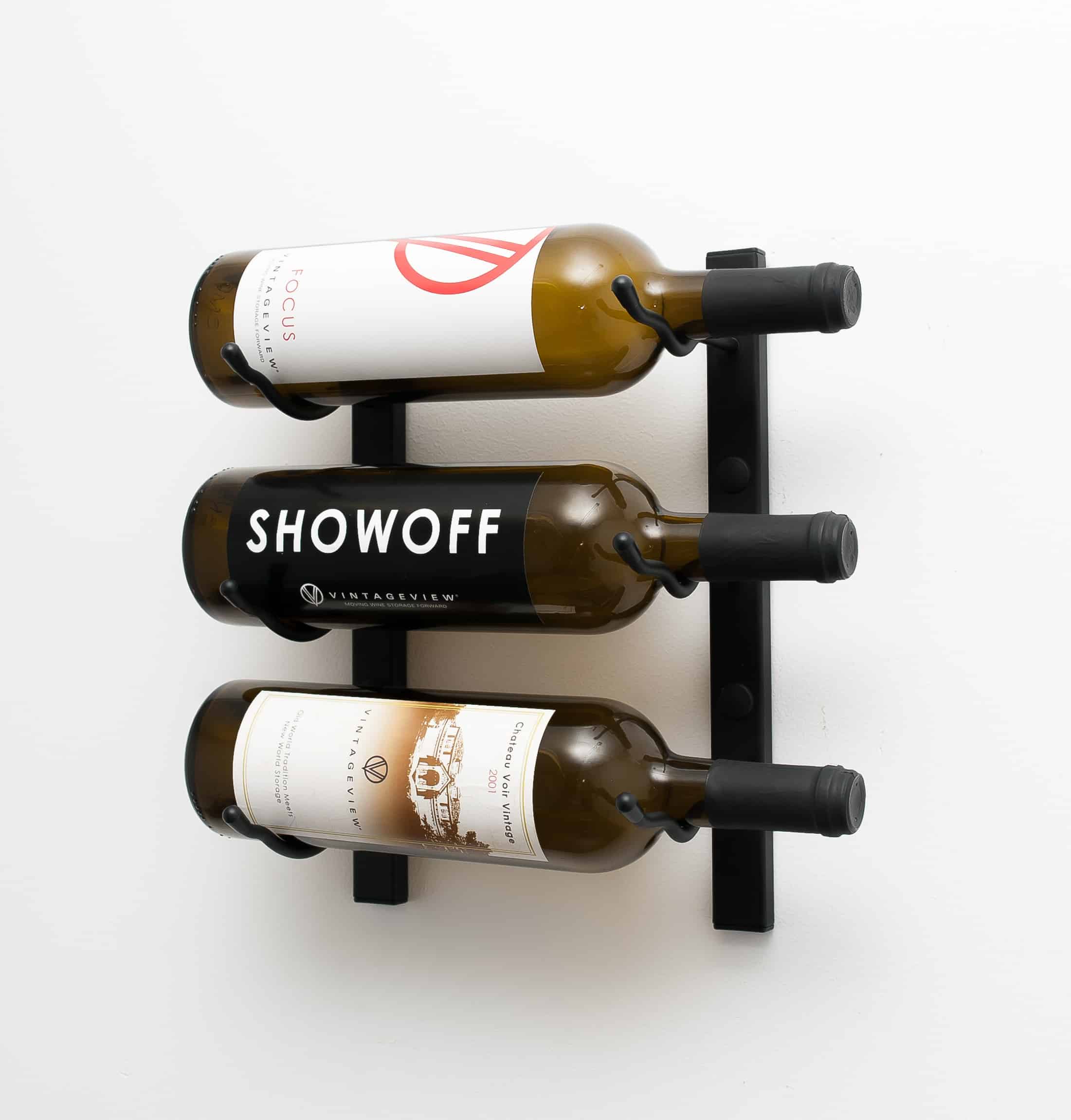 VintageView W Series Wine Rack 1 (wall mounted metal bottle storage) Matte Black 3 Bottle (Single)