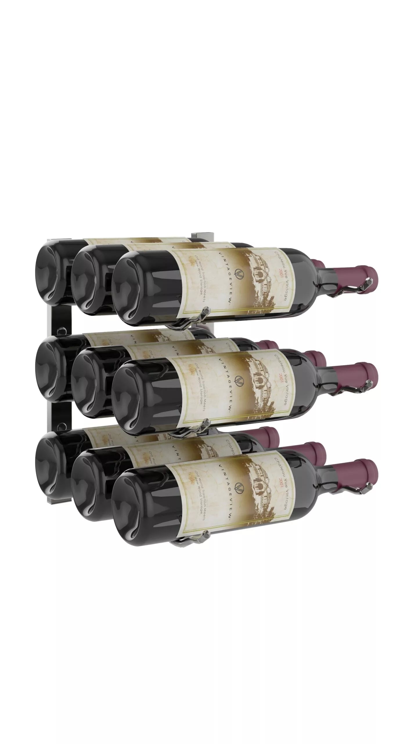 VintageView W Series Wine Rack 1 (wall mounted metal bottle storage) Golden Bronze Luxe 9 Bottles (Triple)