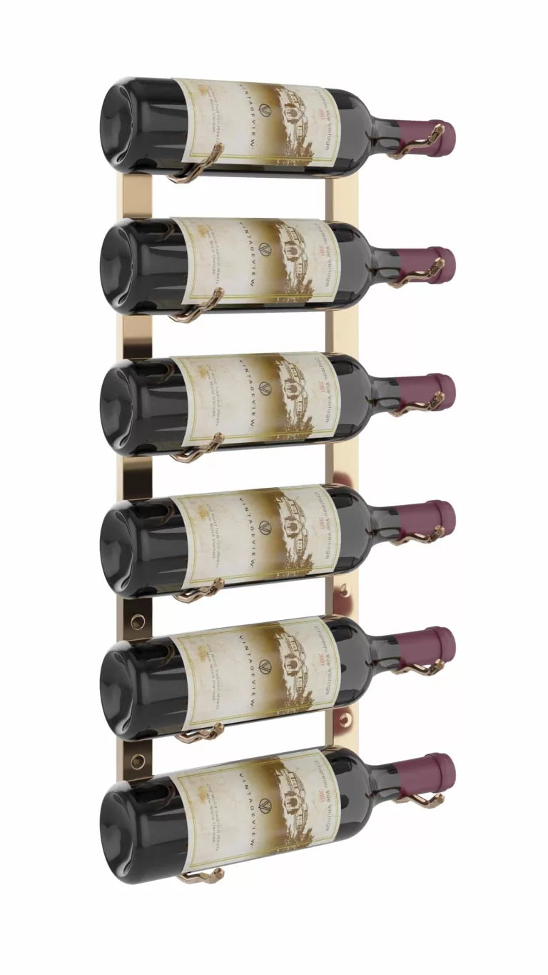 VintageView W Series Wine Rack 2 (wall mounted metal wine bottle storage) Golden Bronze Luxe 6 Bottle (Single)