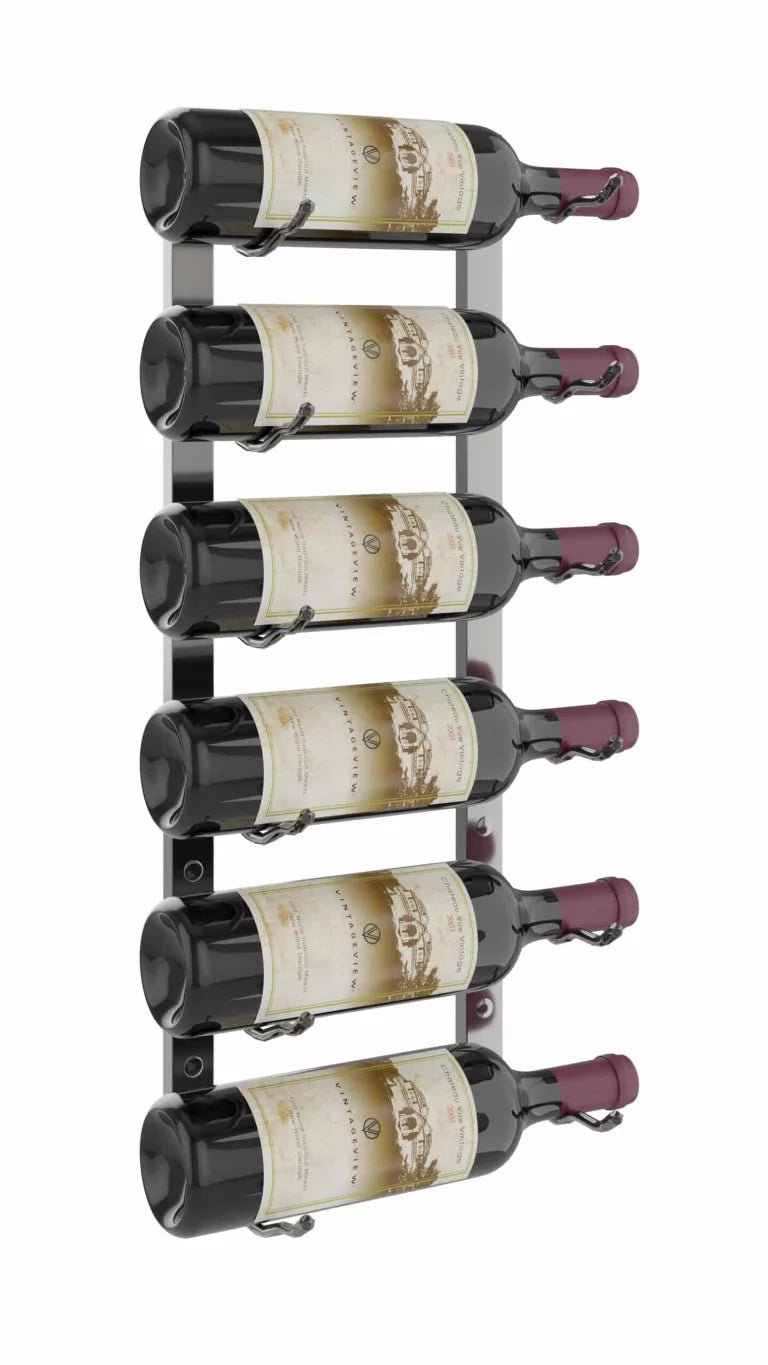 VintageView W Series Wine Rack 2 (wall mounted metal wine bottle storage) Gun Metal Luxe 6 Bottle (Single)