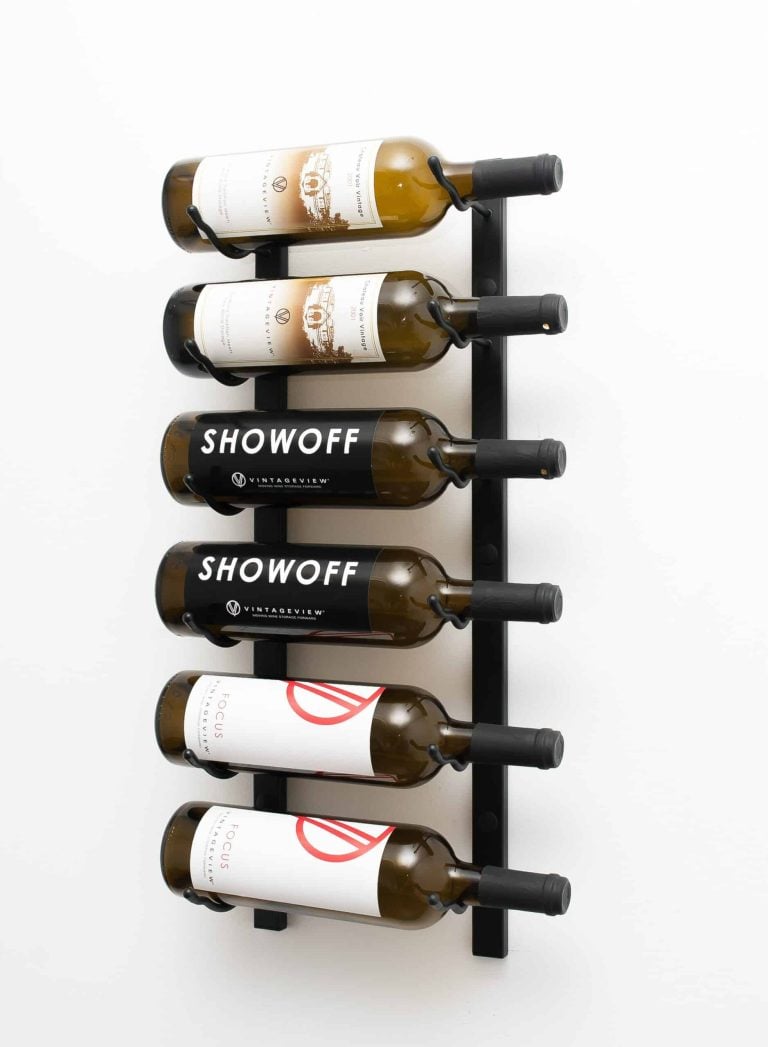 VintageView W Series Wine Rack 2 (wall mounted metal wine bottle storage) Matte Black 6 Bottle (Single)