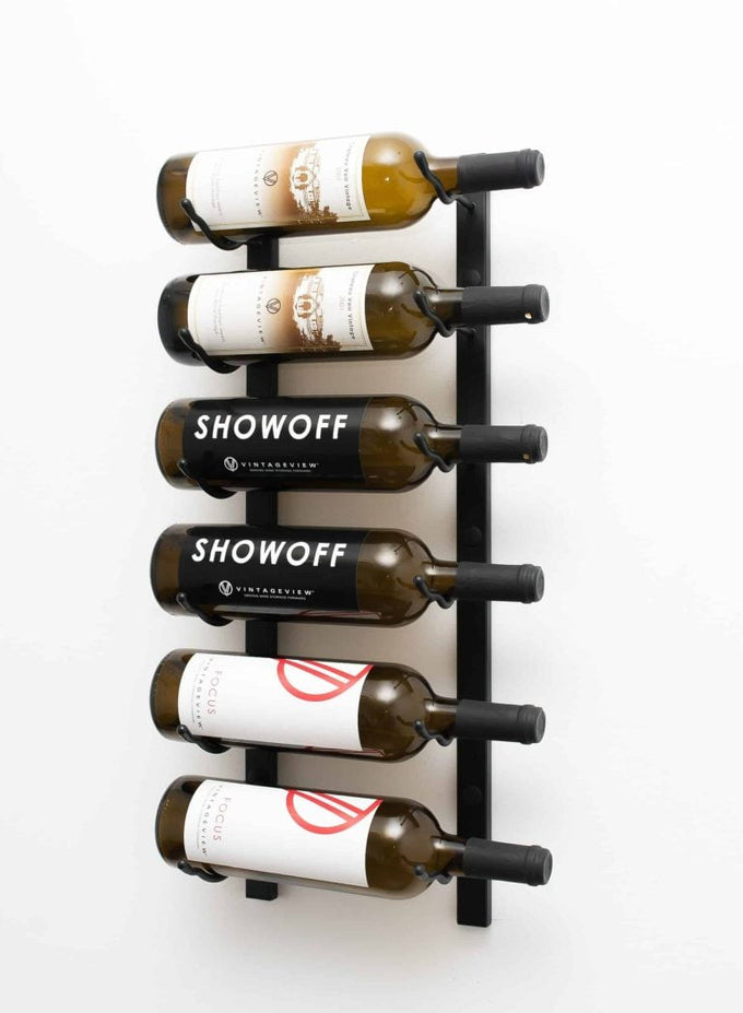 VintageView W Series Wine Rack 2 (wall mounted metal wine bottle storage) Matte Black 6 Bottle (Single)
