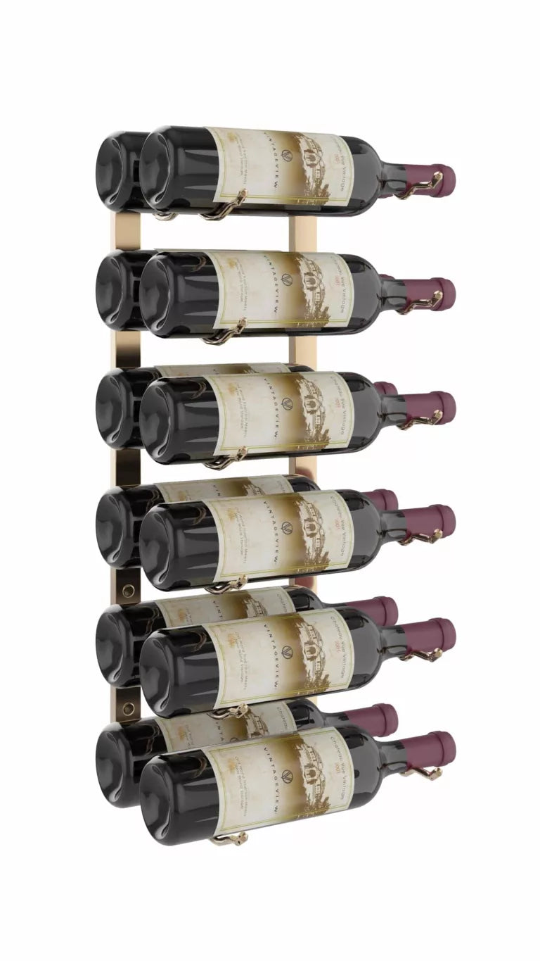 VintageView W Series Wine Rack 2 (wall mounted metal wine bottle storage) Golden Bronze Luxe 12 Bottles (Double)