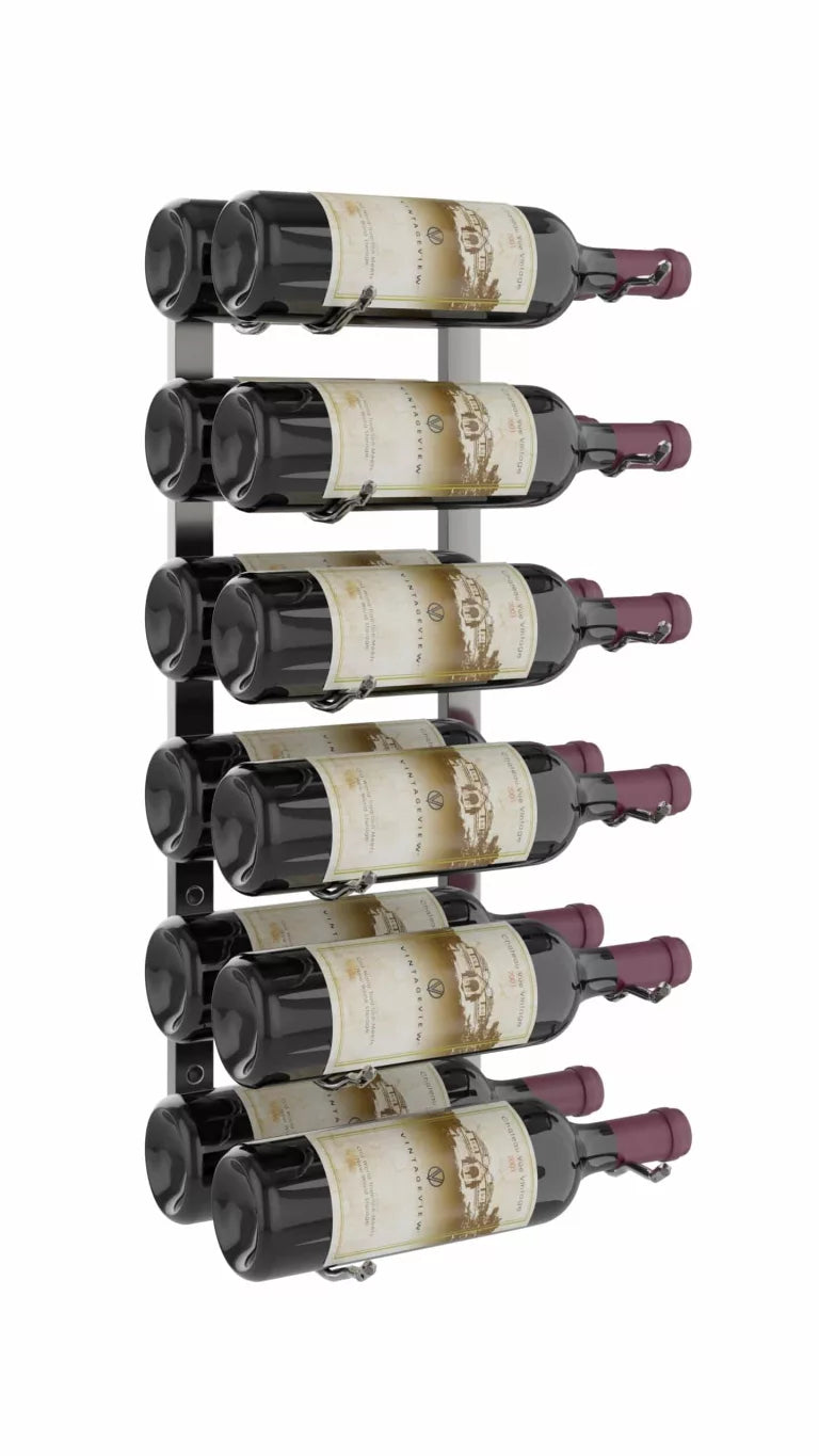 VintageView W Series Wine Rack 2 (wall mounted metal wine bottle storage) Gun Metal Luxe 12 Bottles (Double)