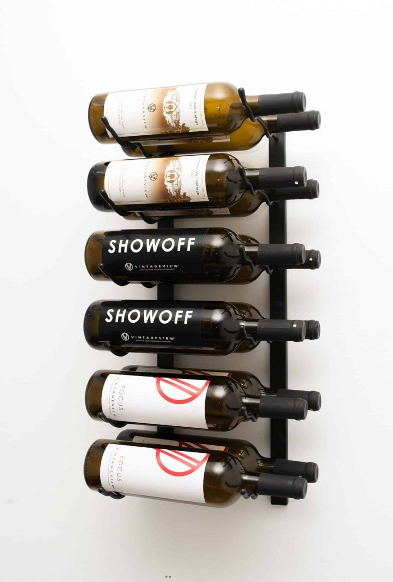 VintageView W Series Wine Rack 2 (wall mounted metal wine bottle storage) Matte Black 12 Bottles (Double)