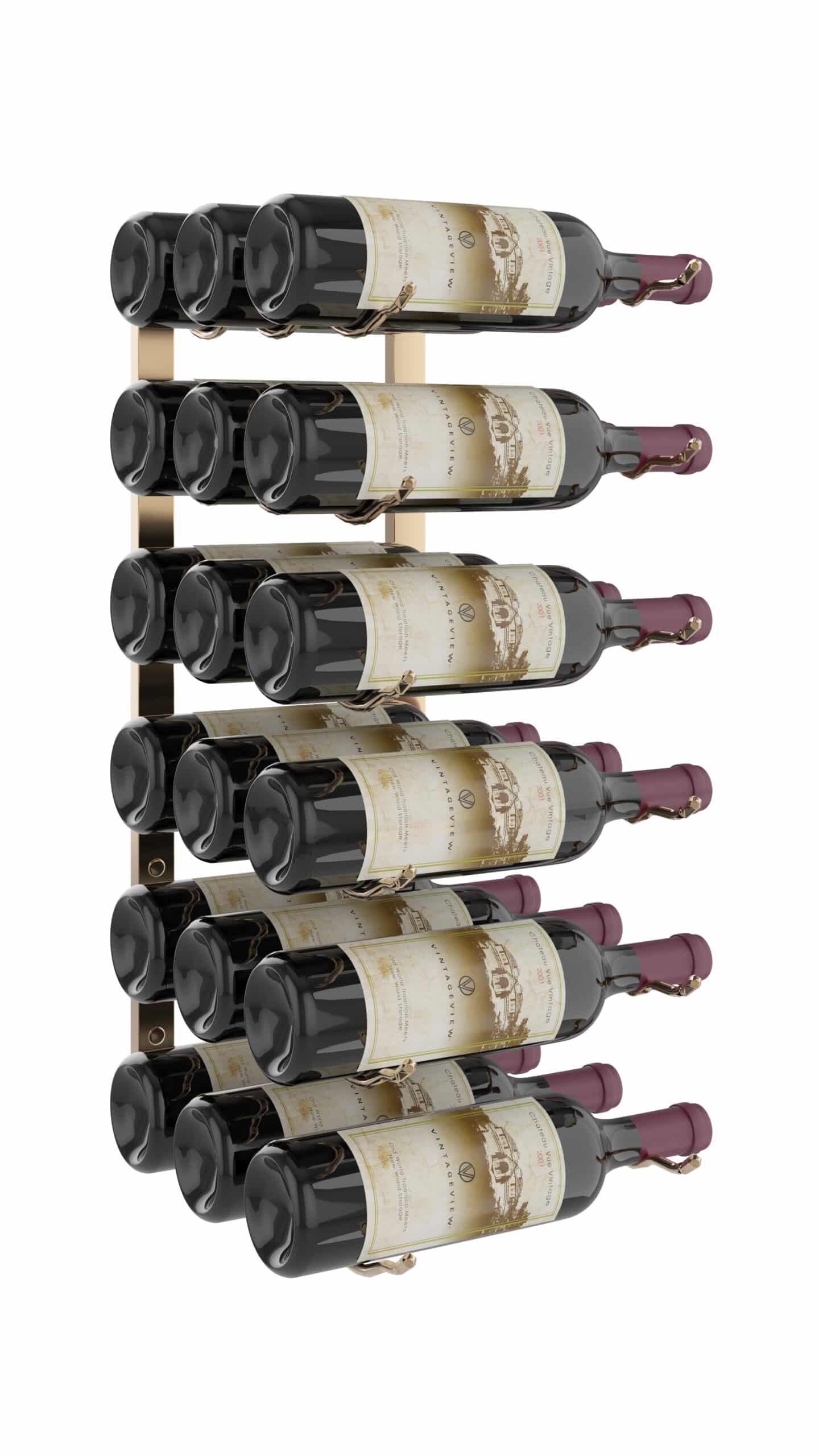 VintageView W Series Wine Rack 2 (wall mounted metal wine bottle storage) Golden Bronze Luxe 18 Bottles (Triple)