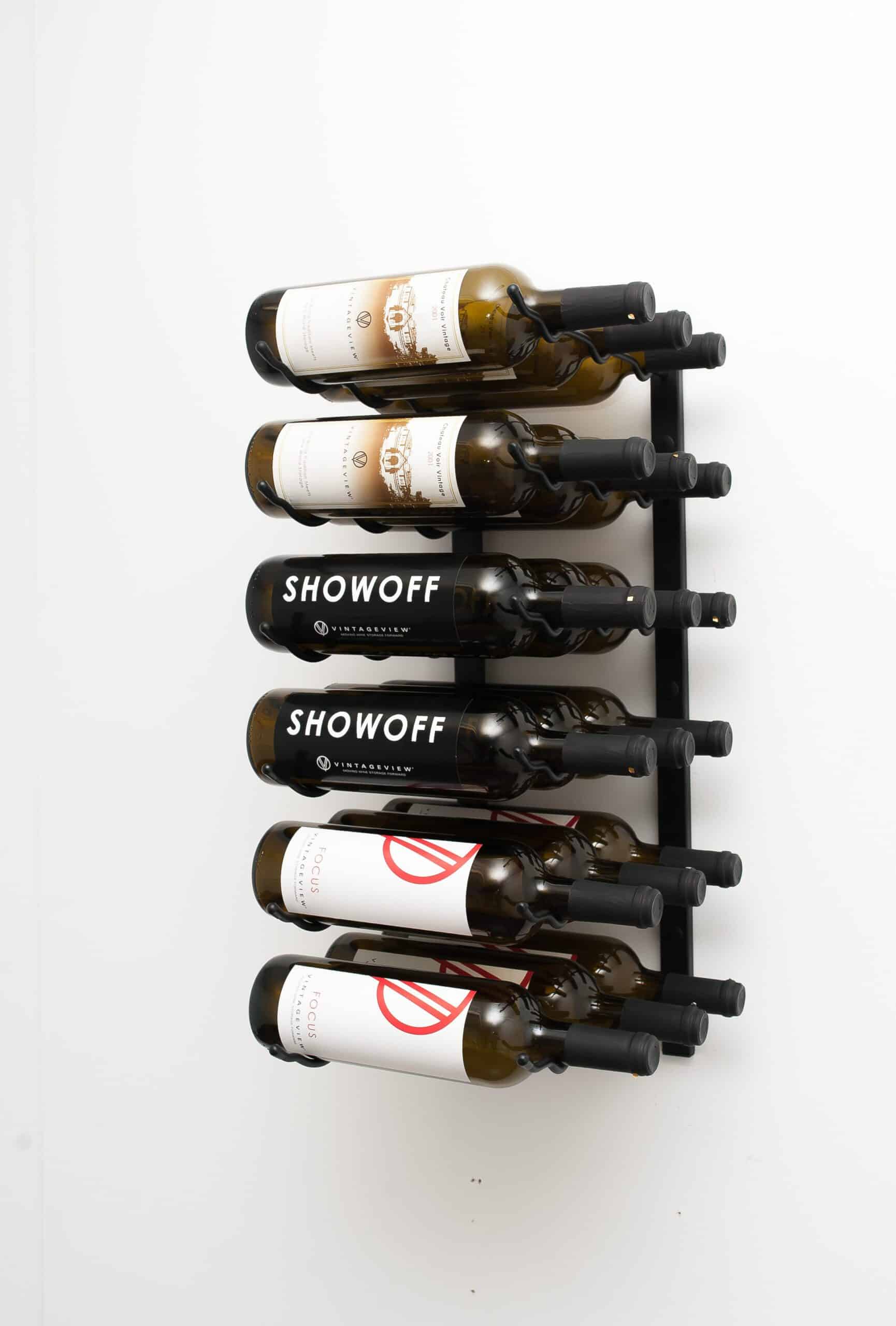 VintageView W Series Wine Rack 2 (wall mounted metal wine bottle storage) Matte Black 18 Bottles (Triple)