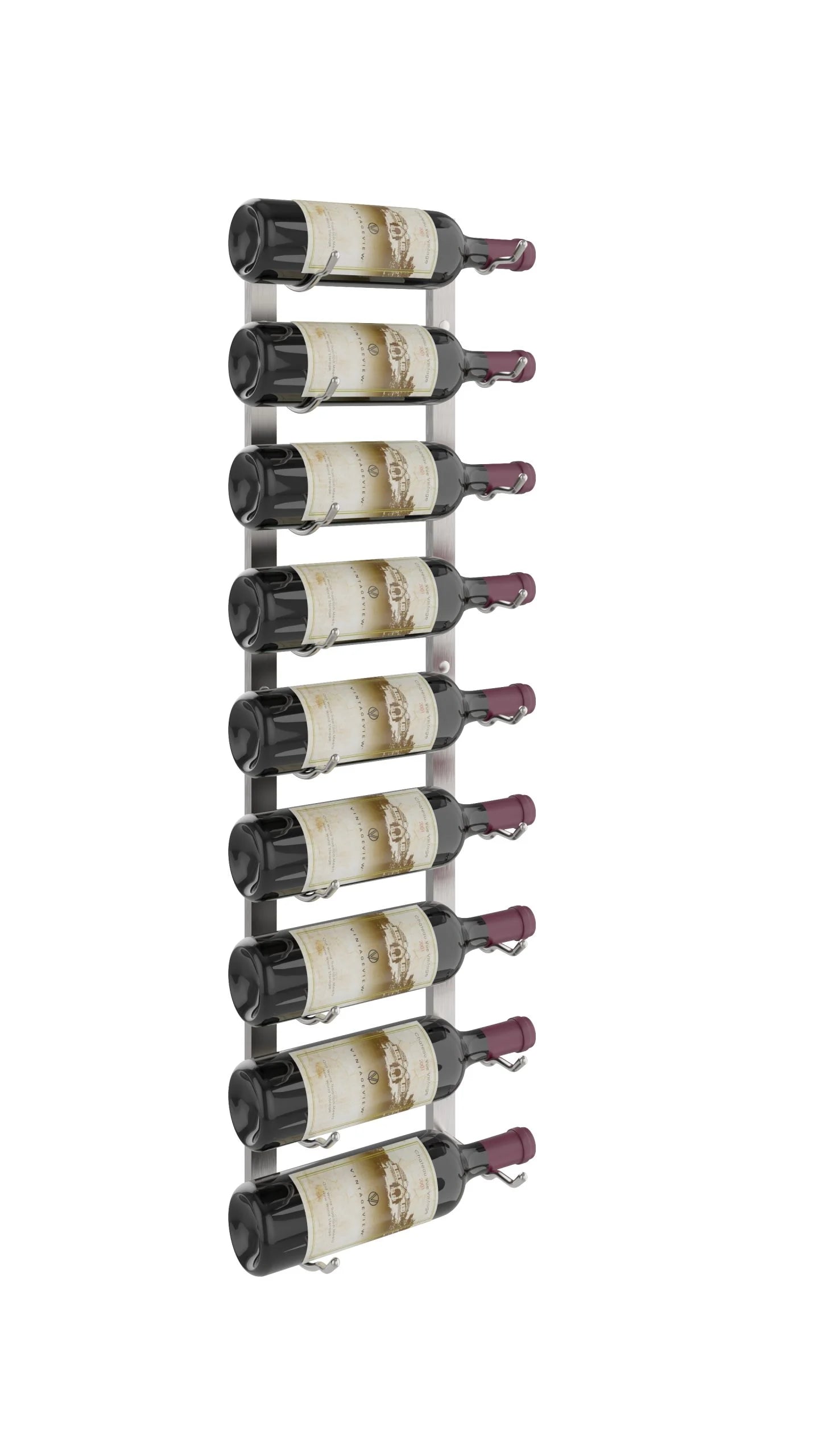 VintageView W Series Wine Rack 3 (wall mounted metal bottle storage) Brushed Nickel 9 Bottle (Single)