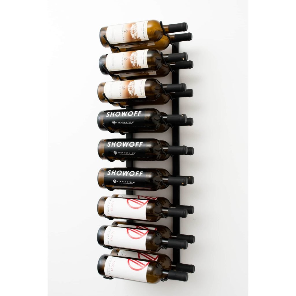 VintageView W Series Wine Rack 3 (wall mounted metal bottle storage) Matte Black 18 Bottles (Double)