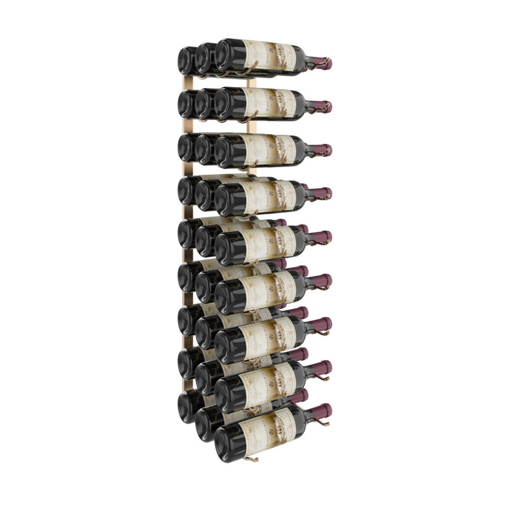 VintageView W Series Wine Rack 3 (wall mounted metal bottle storage) Golden Bronze Luxe 27 Bottles (Triple)