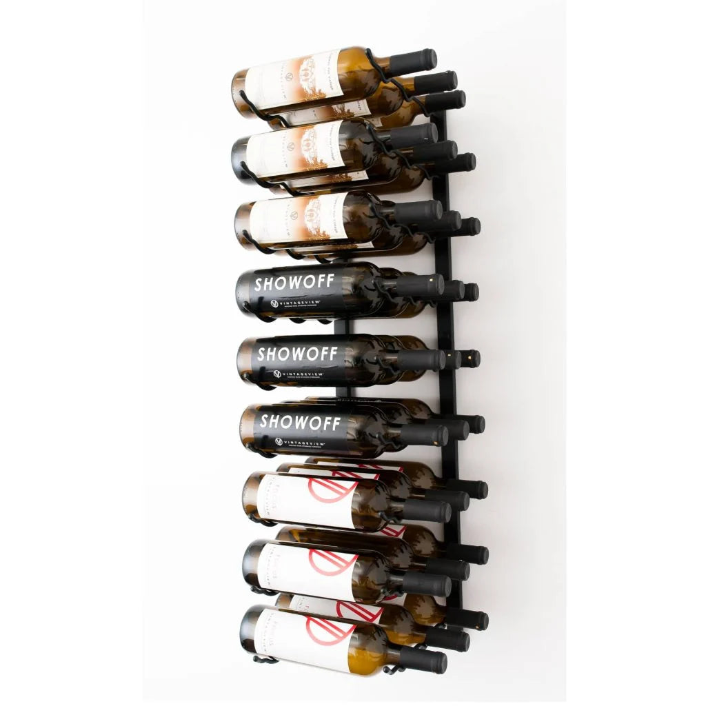 VintageView W Series Wine Rack 3 (wall mounted metal bottle storage) Matte Black 27 Bottles (Triple)