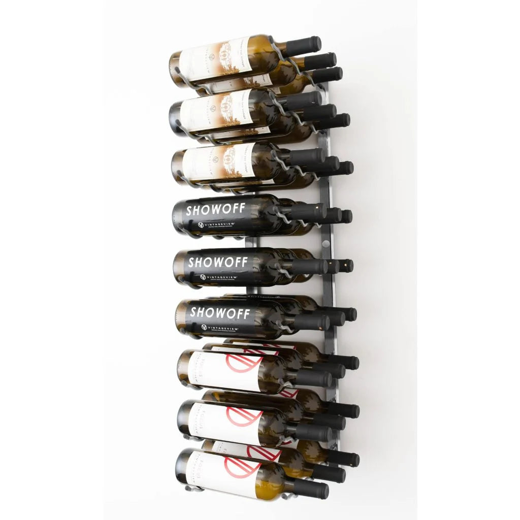 VintageView W Series Wine Rack 3 (wall mounted metal bottle storage) Brushed Nickel 27 Bottles (Triple)