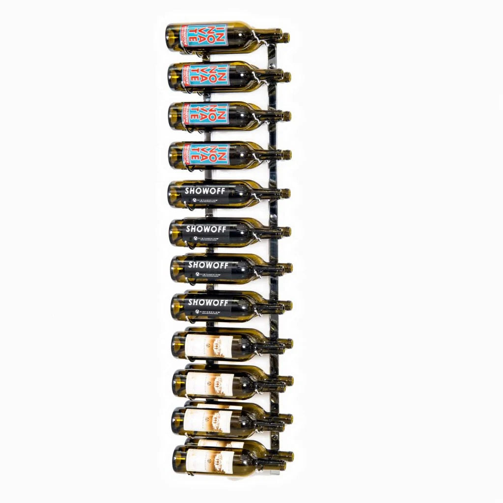 VintageView W Series Wine Rack 4 (wall mounted metal bottle storage) Chrome Luxe 24 Bottles (Double)