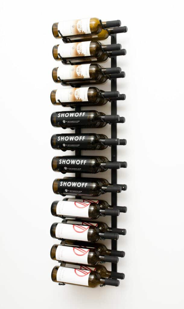 VintageView W Series Wine Rack 4 (wall mounted metal bottle storage) Matte Black 24 Bottles (Double)