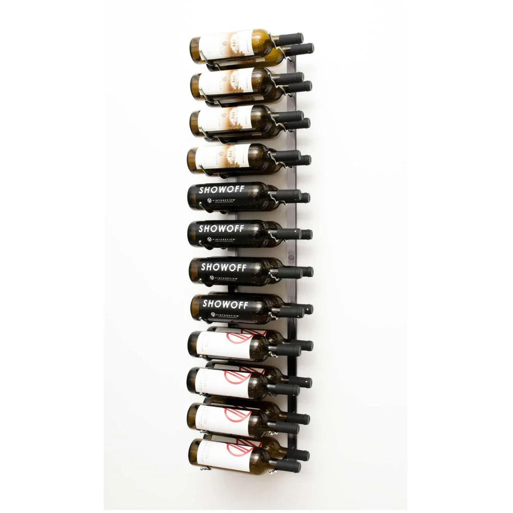 VintageView W Series Wine Rack 4 (wall mounted metal bottle storage) Brushed Nickel 24 Bottles (Double)