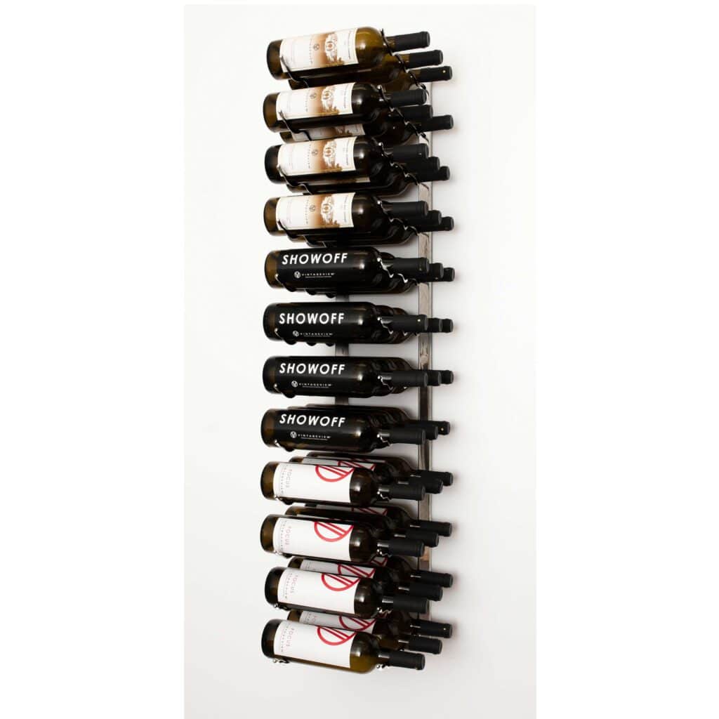 VintageView W Series Wine Rack 4 (wall mounted metal bottle storage) Brushed Nickel 36 Bottles (Triple)