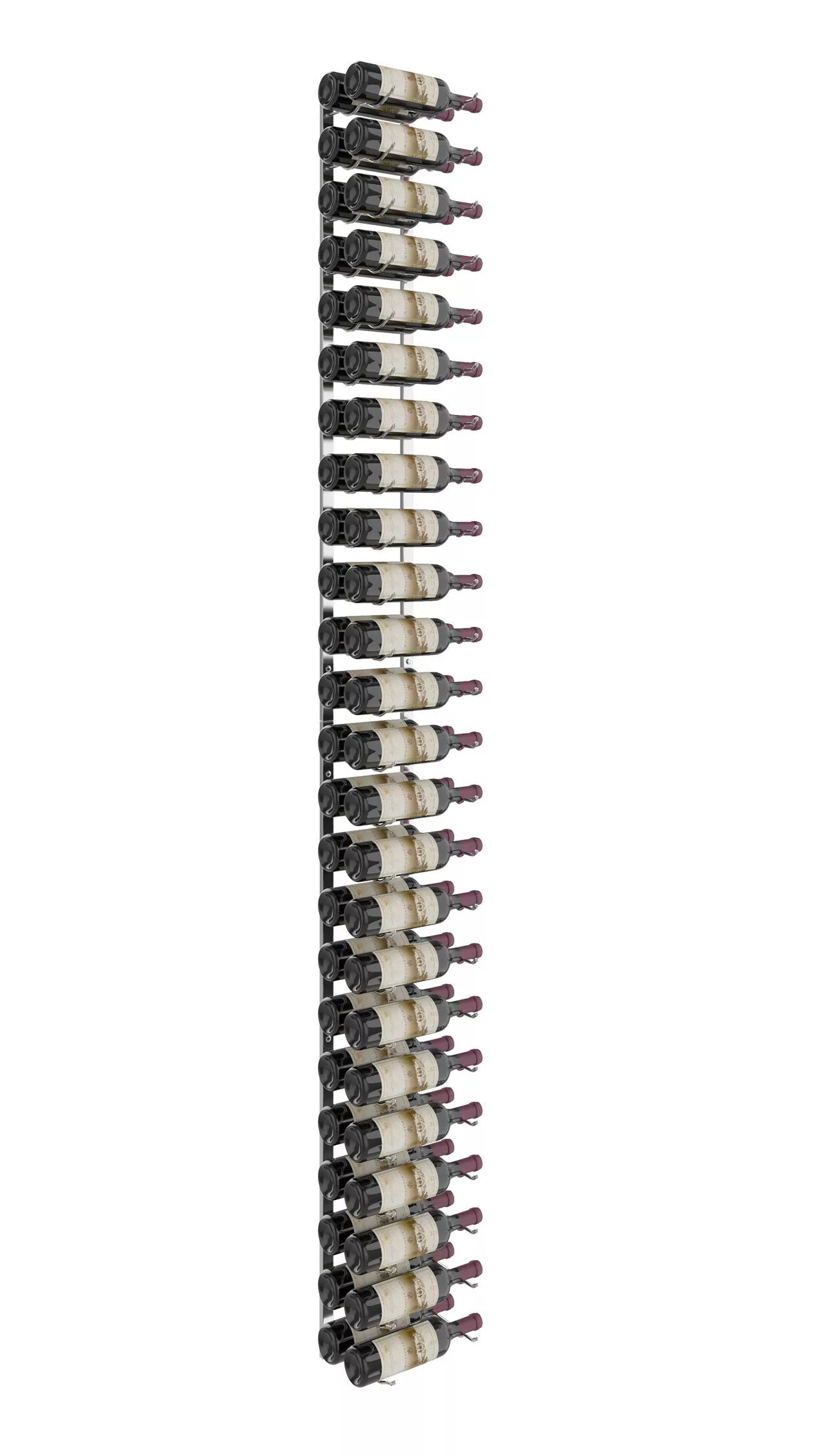 VintageView W Series Wine Rack 8 (modern wall mounted metal bottle storage) Chrome Luxe 48 Bottles (Double)