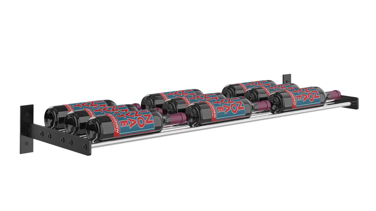 VintageView Evolution Wine Wall 5 3C (wall mounted metal wine rack) Matte Black Chrome 9 Bottles Triple