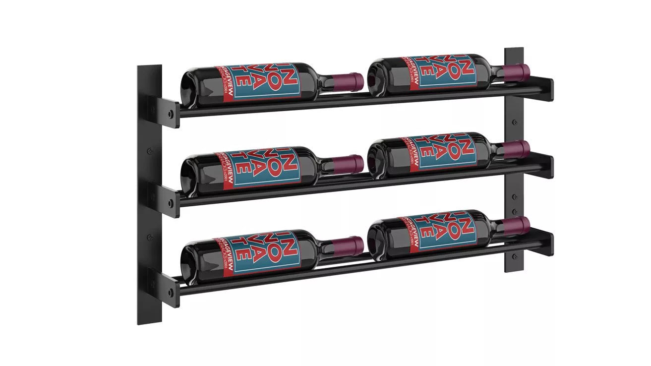 VintageView Evolution Wine Wall 15 2C (wall mounted metal wine rack) Matte Black 6 Bottle Single