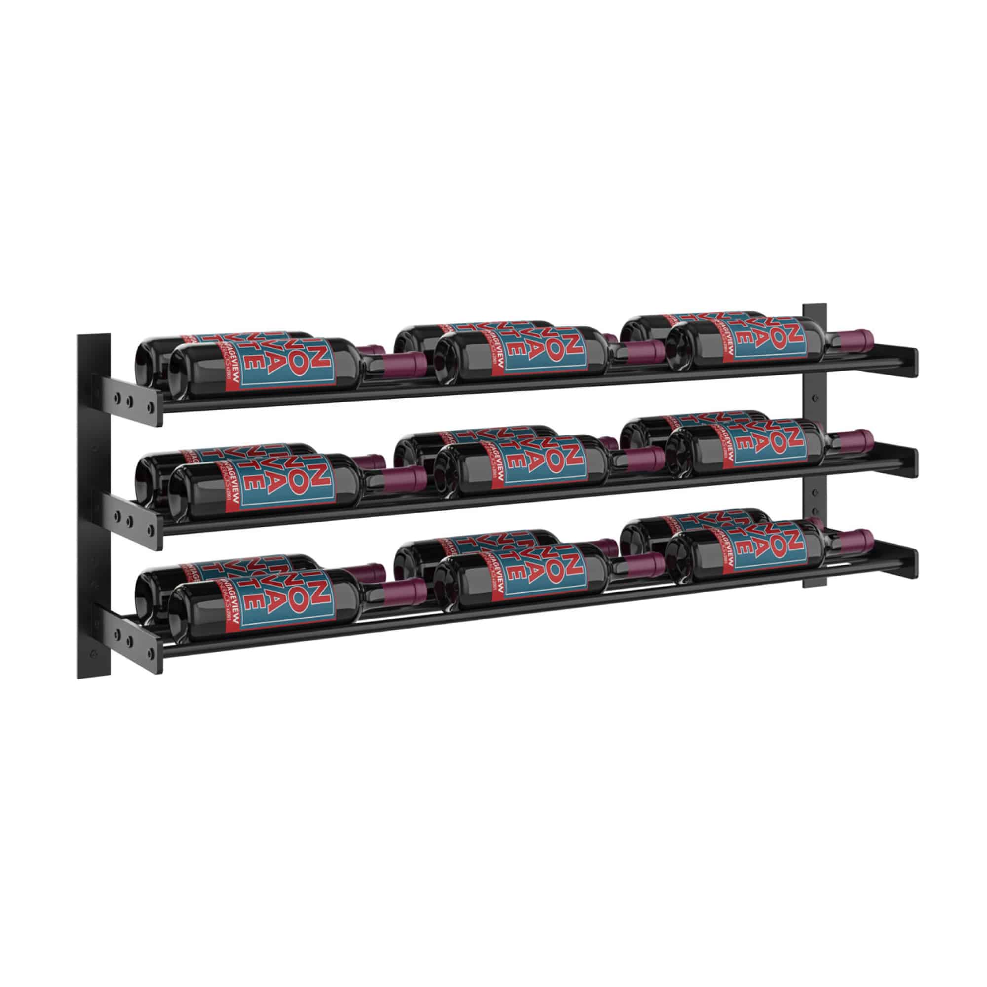VintageView Evolution Wine Wall 15 3C (wall mounted metal wine rack) Matte Black 18 Bottles Double