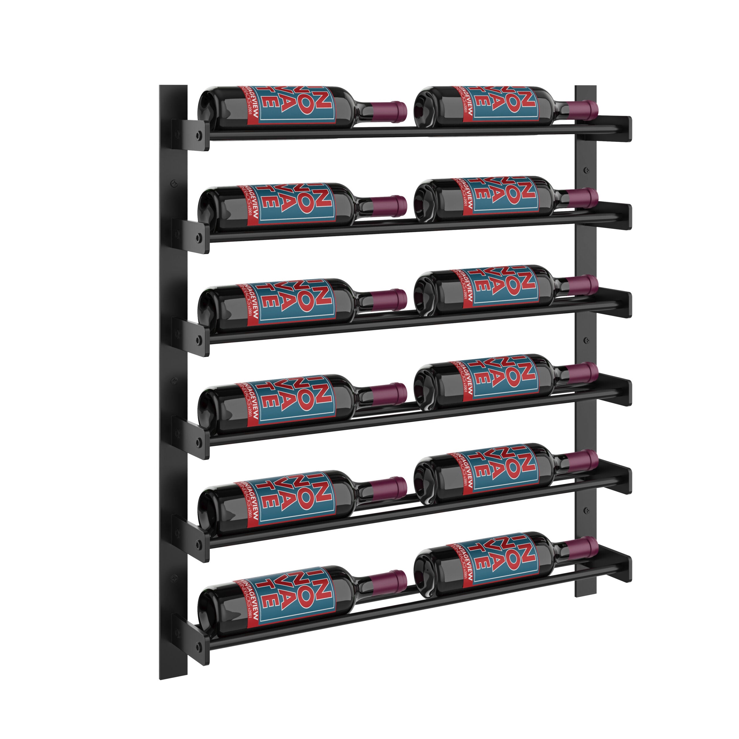 VintageView Evolution Wine Wall 30 2C (wall mounted metal wine rack) Matte Black 12 Bottle Single