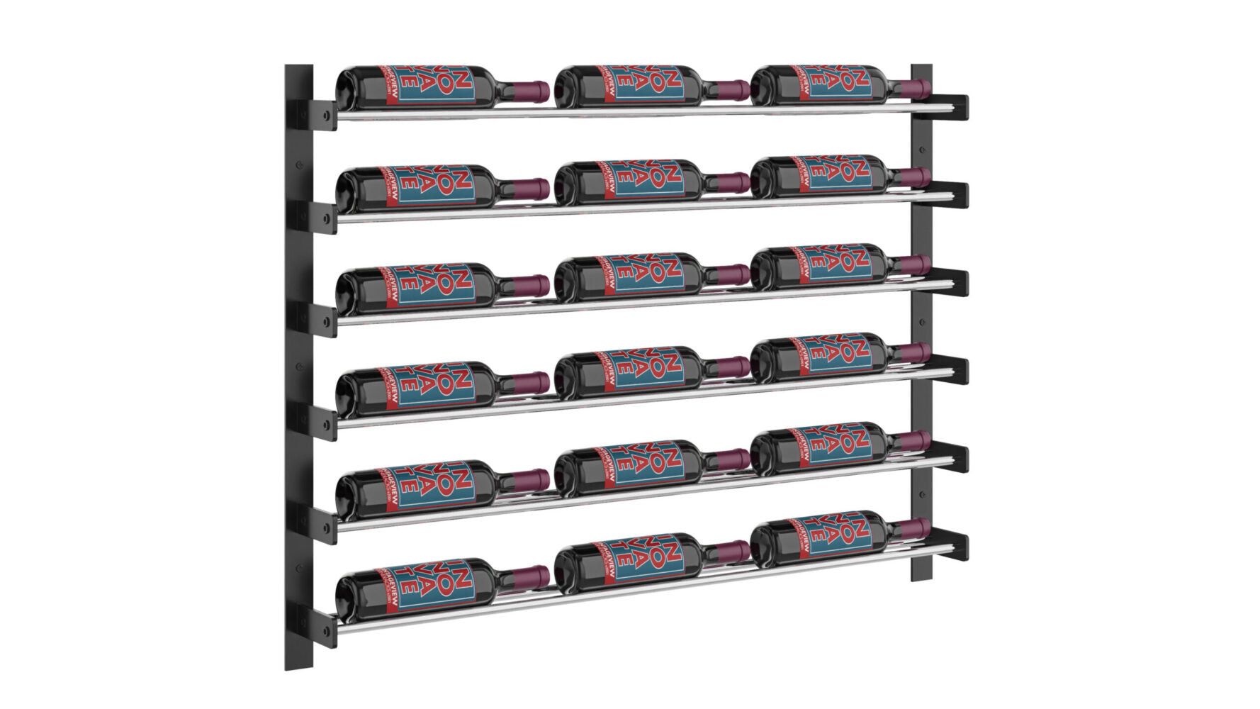 VintageView Evolution Wine Wall 30 3C (wall mounted metal wine rack) Matte Black Chrome 18 Bottle Single