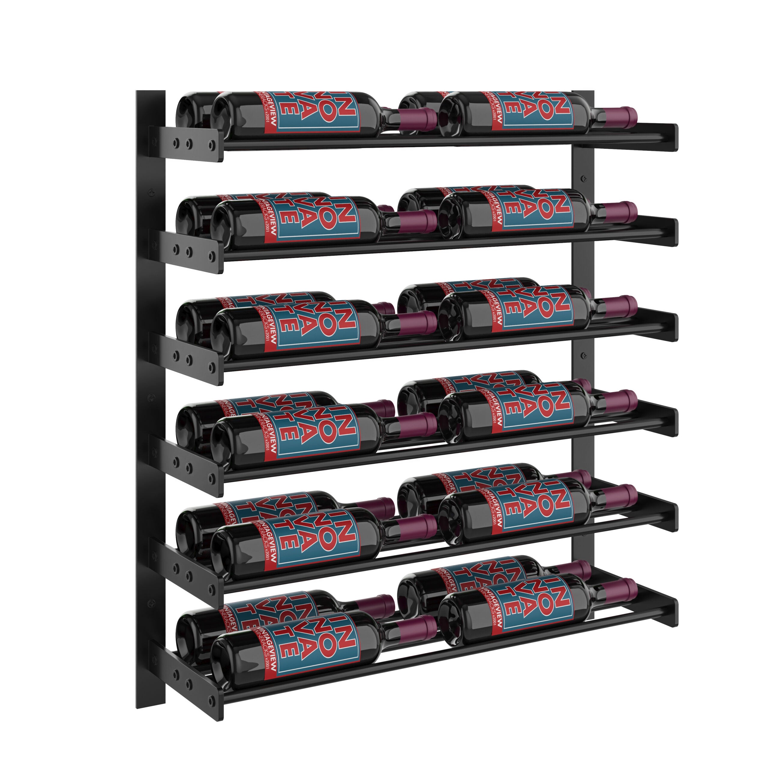 VintageView Evolution Wine Wall 30 2C (wall mounted metal wine rack) Matte Black 24 Bottles Double