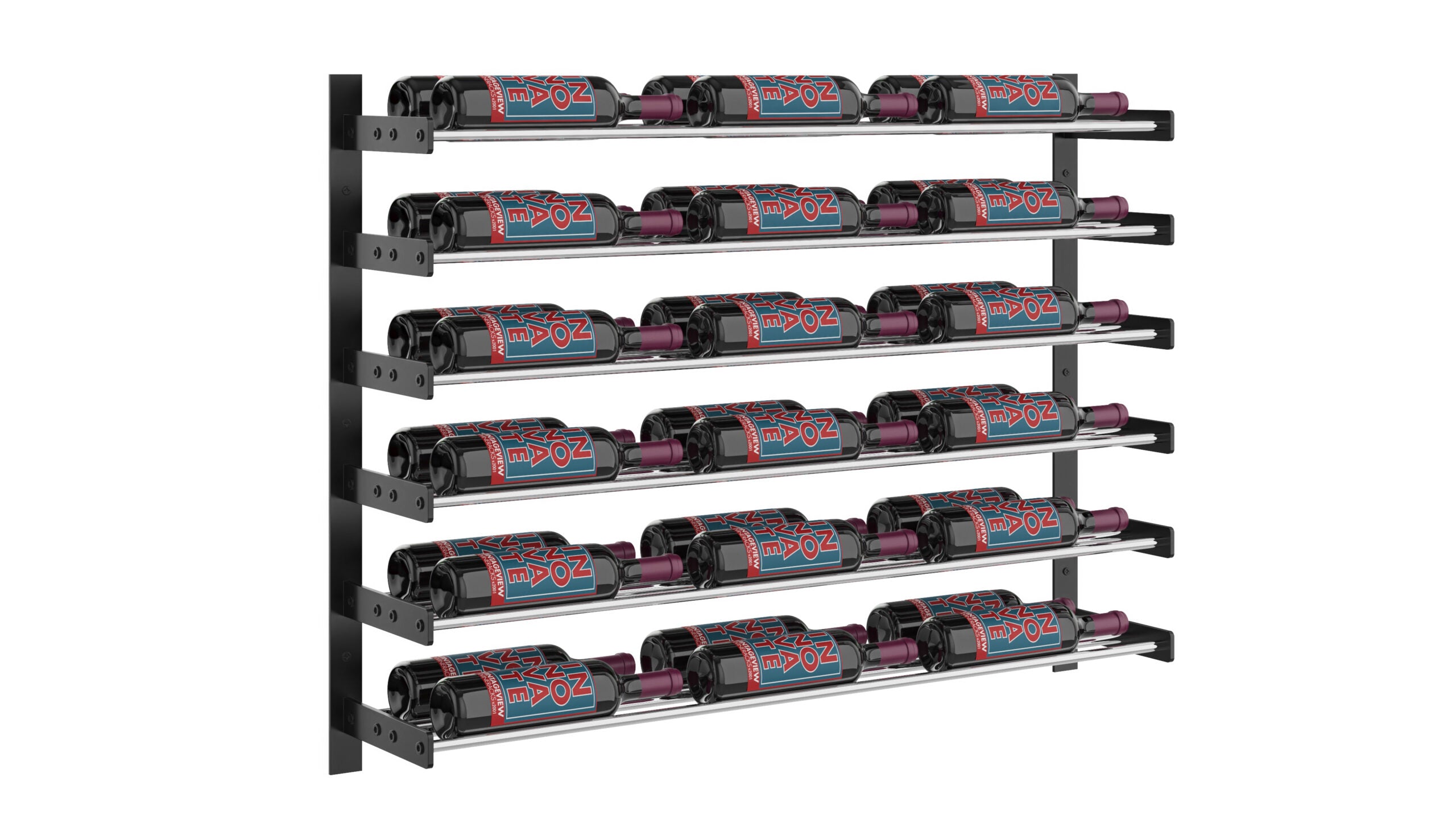 VintageView Evolution Wine Wall 30 3C (wall mounted metal wine rack) Matte Black Chrome 36 Bottles Double