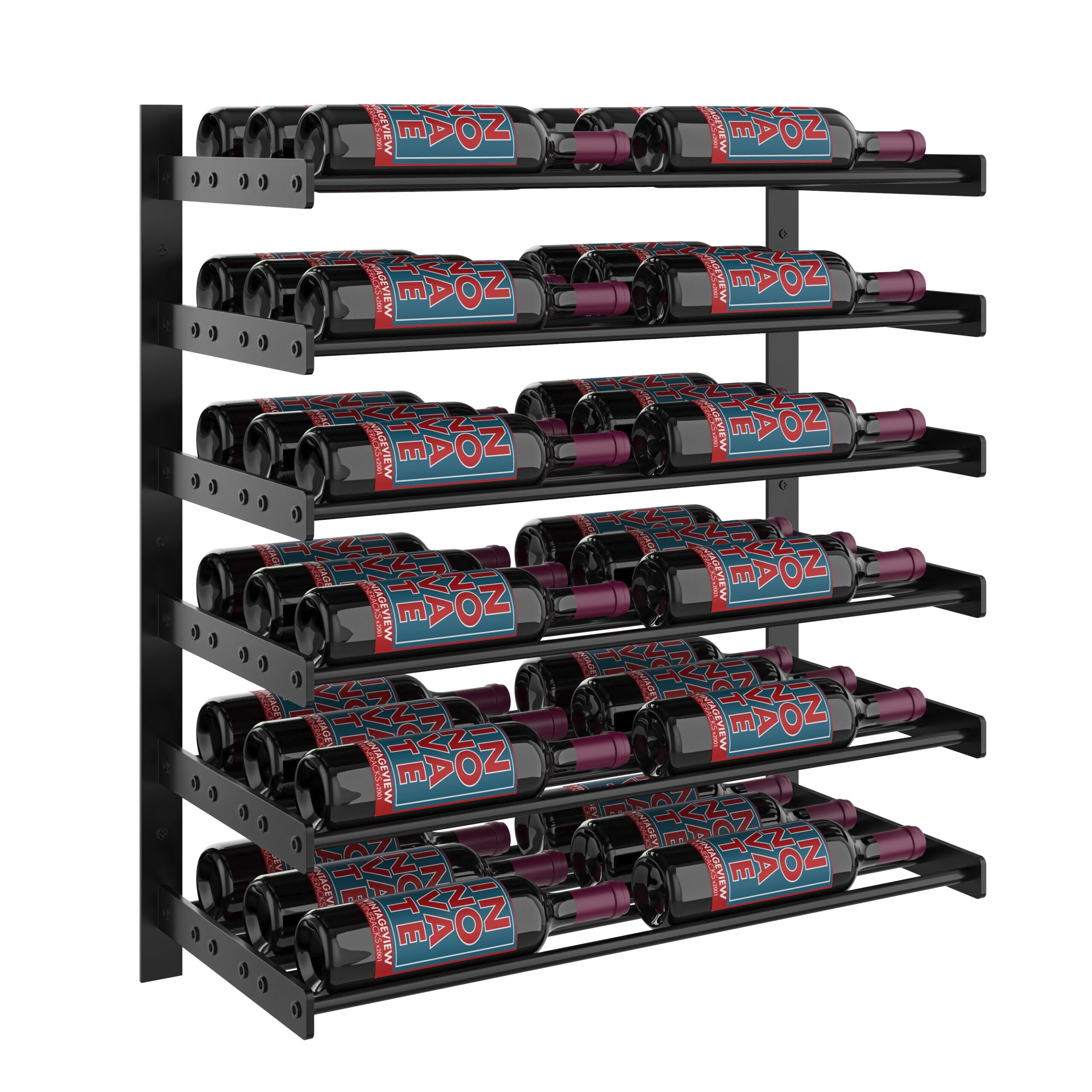 VintageView Evolution Wine Wall 30 2C (wall mounted metal wine rack) Matte Black 36 Bottles Triple