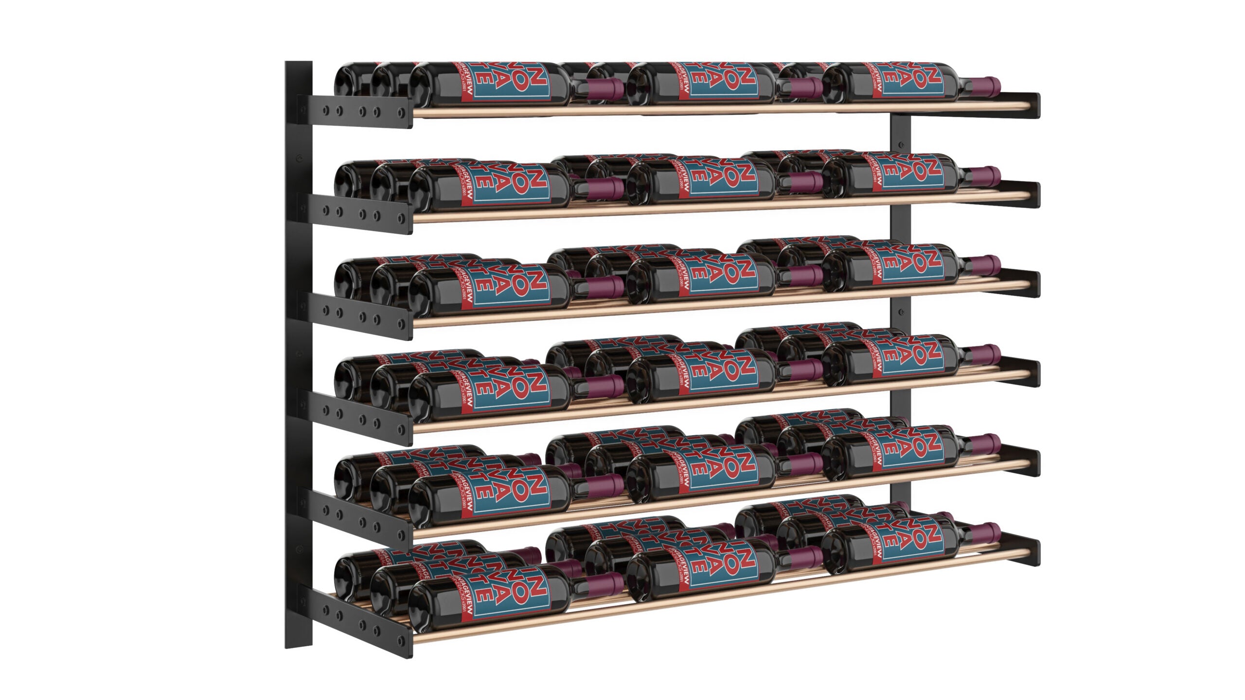 VintageView Evolution Wine Wall 30 3C (wall mounted metal wine rack) Matte Black Golden Bronze