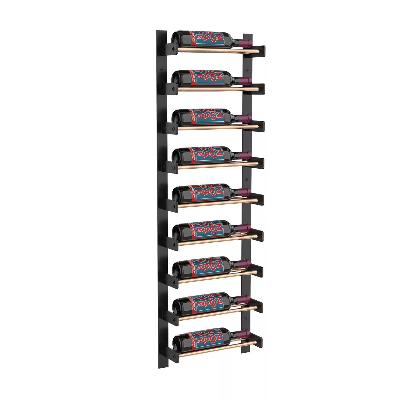 VintageView Evolution Wine Wall 45 1C (wall mounted metal wine rack) Golden Bronze Matte Black 9 Bottle Single