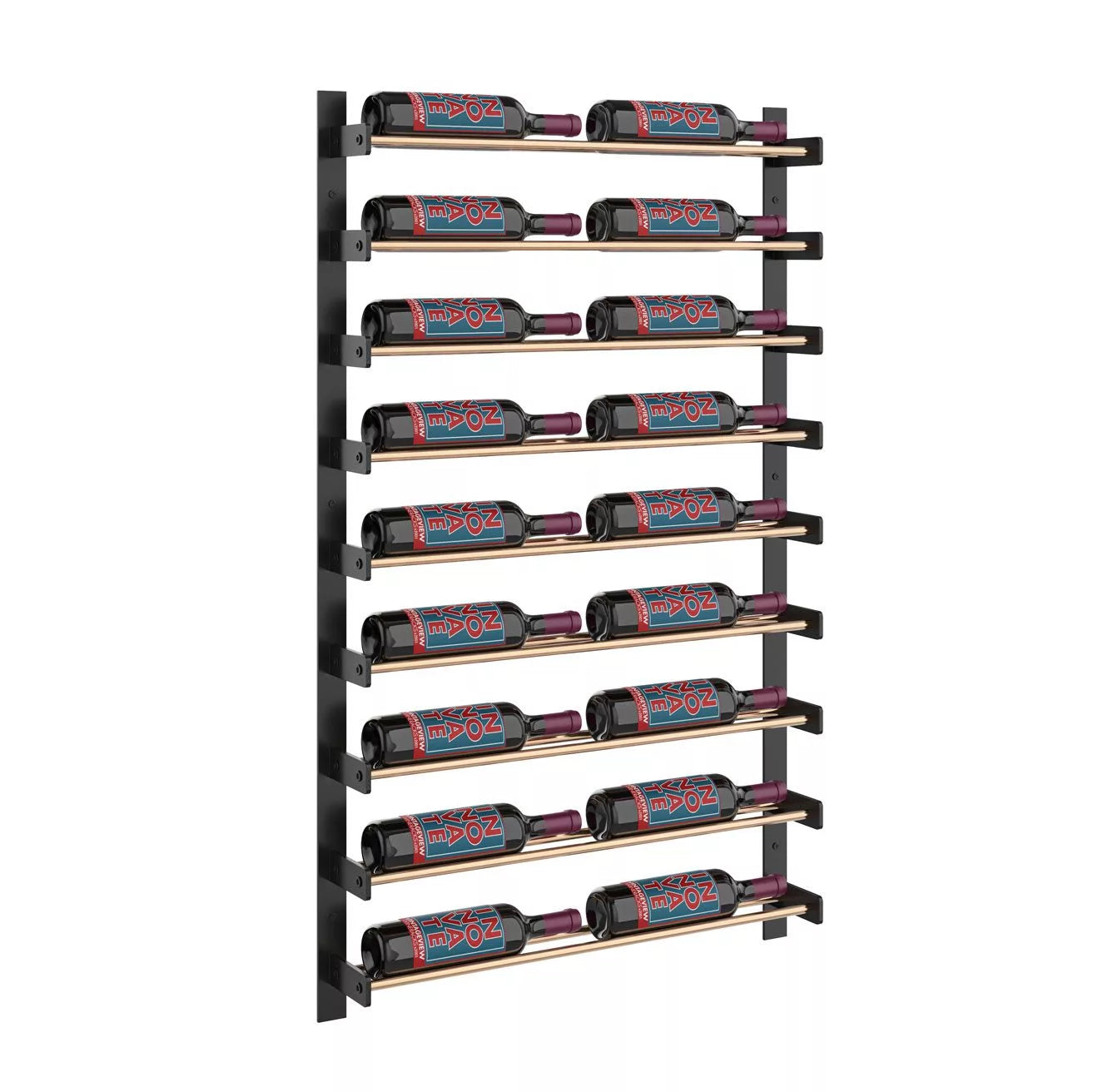 VintageView Evolution Wine Wall 45 2C (wall mounted metal wine rack) Matte Black Golden Bronze 18 Bottle Single
