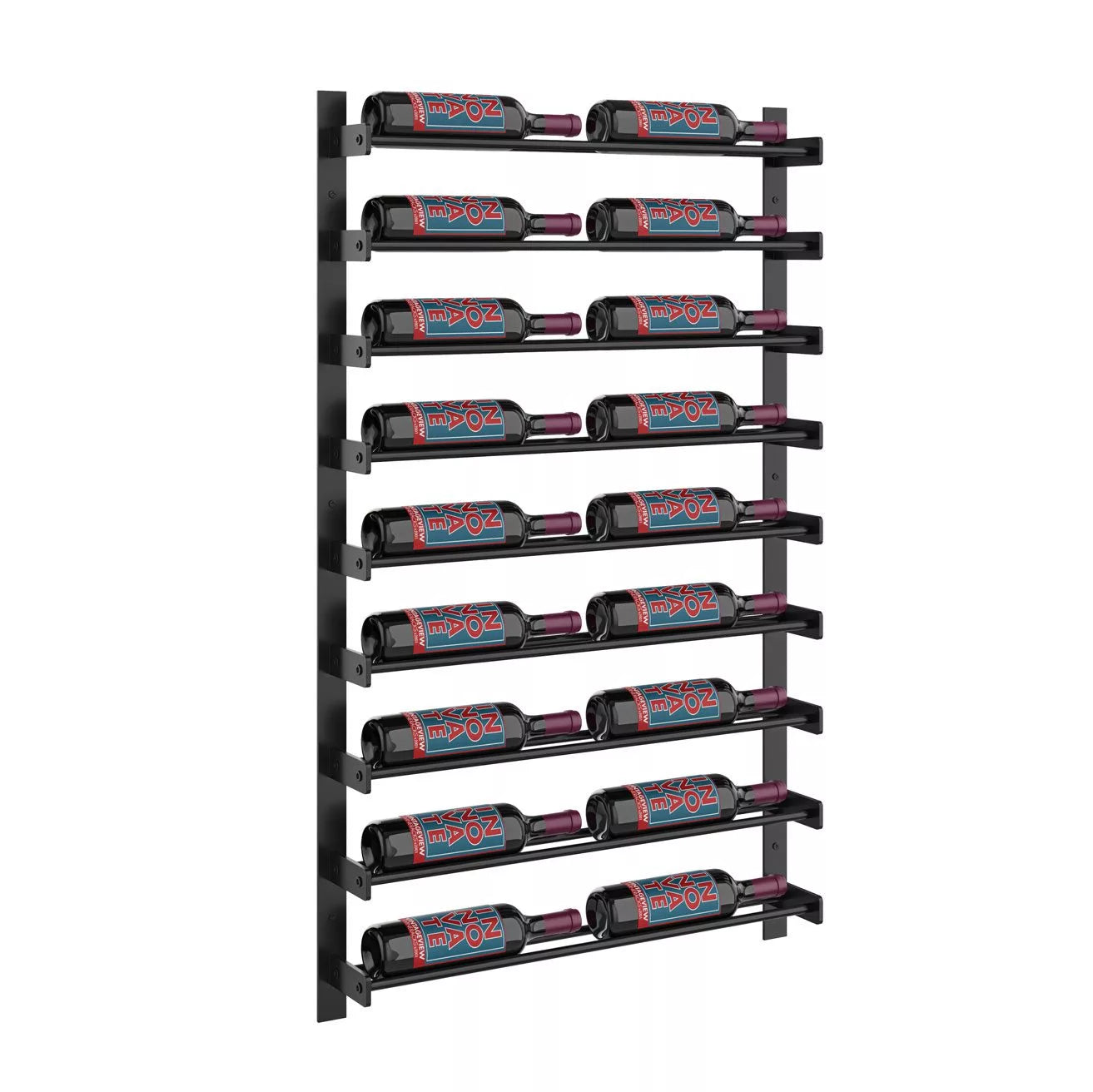 VintageView Evolution Wine Wall 45 2C (wall mounted metal wine rack) Matte Black 18 Bottle Single