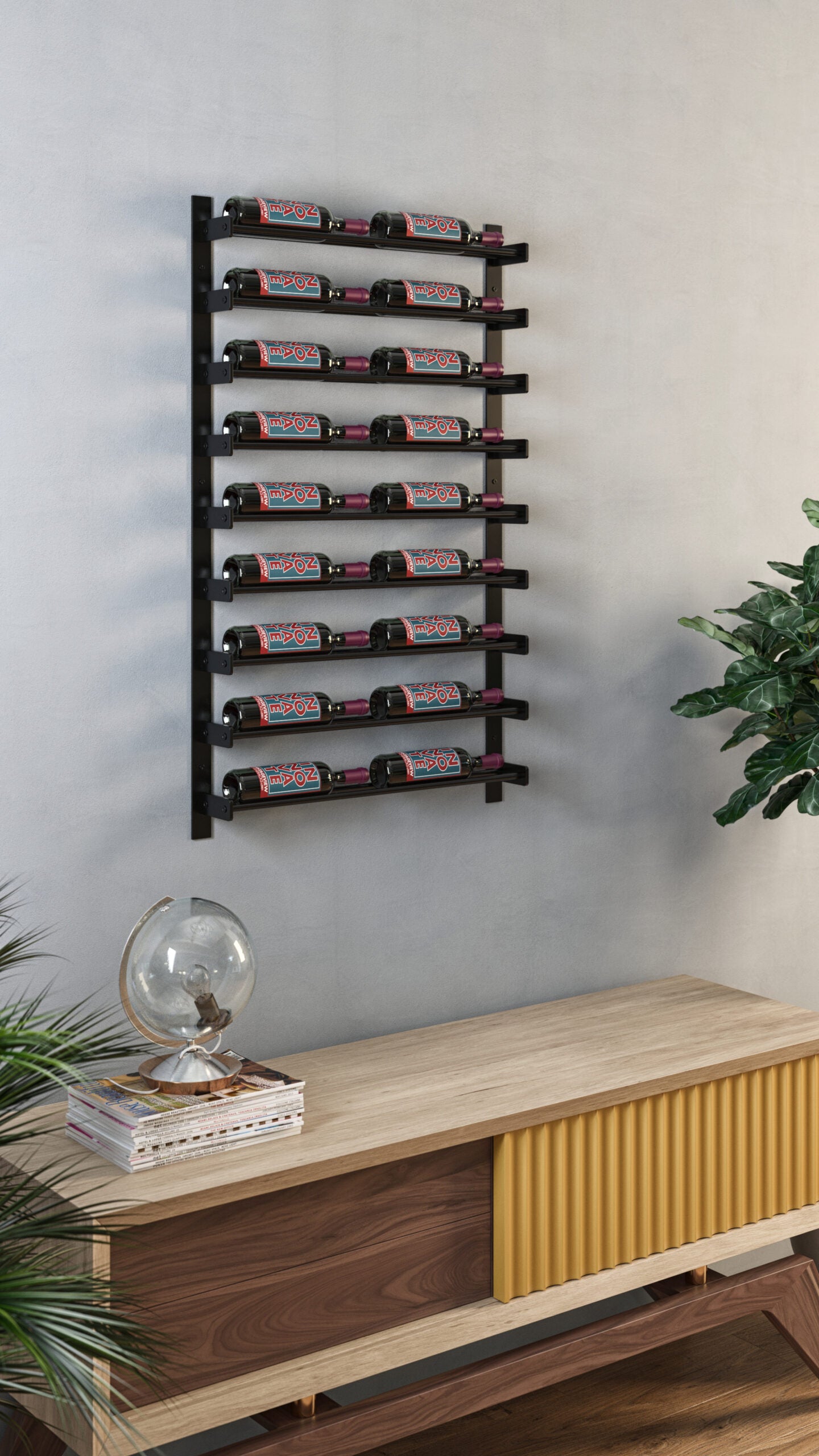 VintageView Evolution Wine Wall 45 2C (wall mounted metal wine rack)