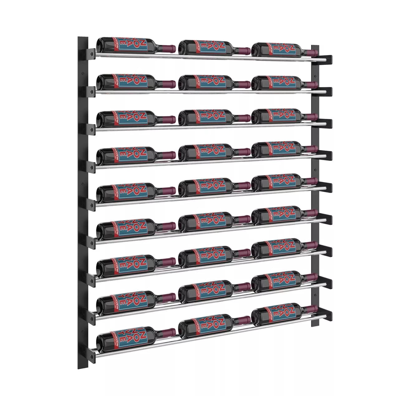 VintageView Evolution Wine Wall 45 3C Extension (wall mounted metal wine rack expansion pack) Matte Black Chrome 27 Bottle Single