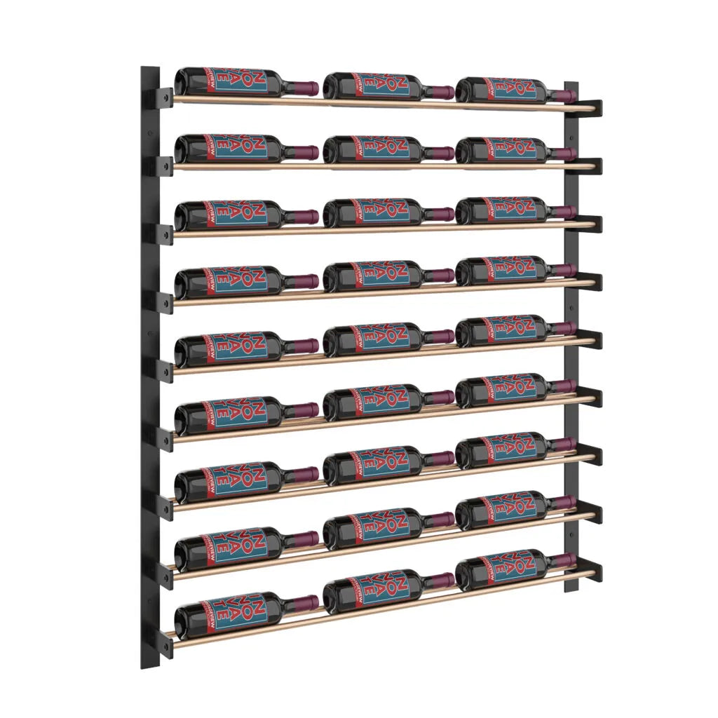 VintageView Evolution Wine Wall 45 3C (wall mounted metal wine rack) Matte Black Golden Bronze 27 Bottle Single